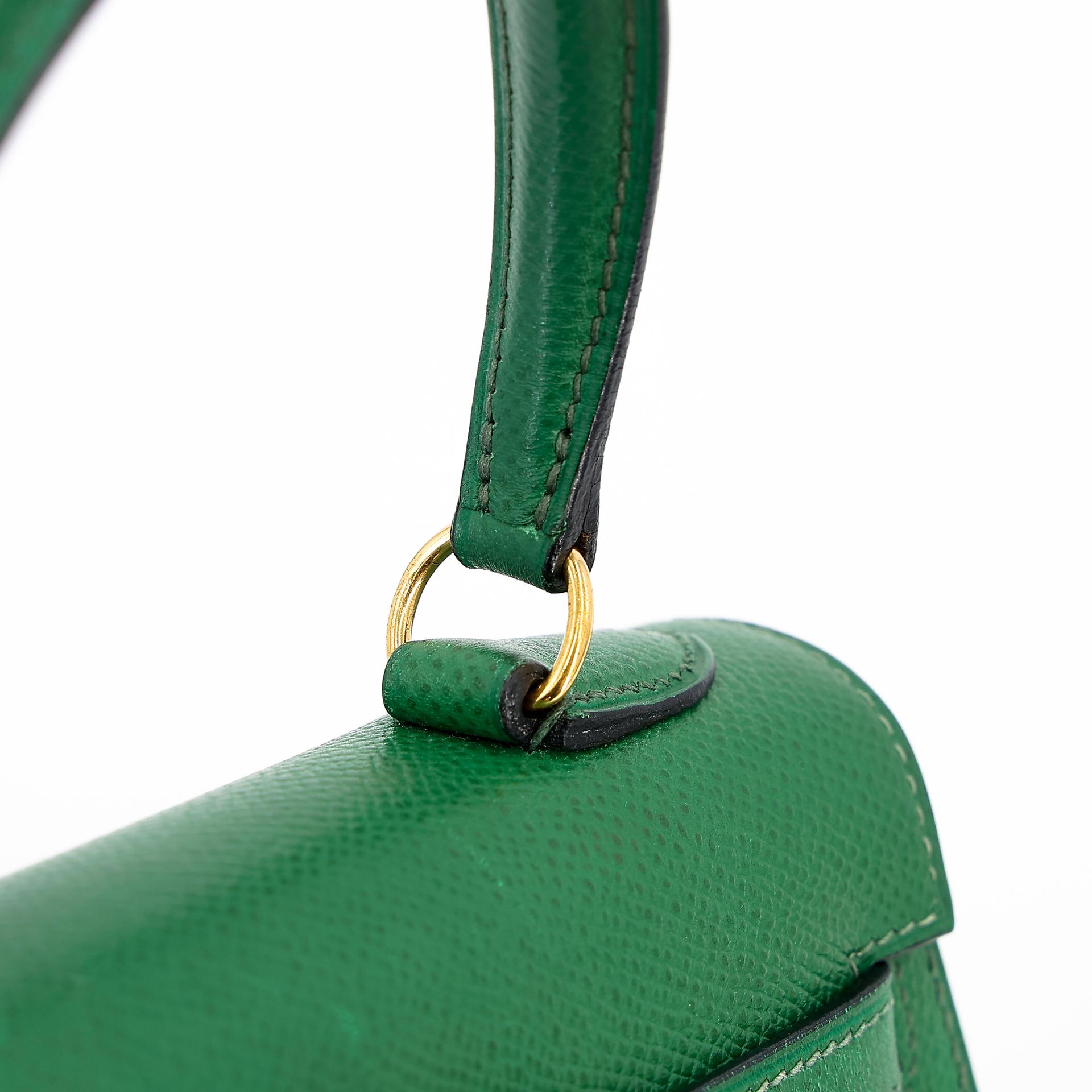 ランク B HERMÈS エルメス ミニケリー グリーン エプソン ゴールド金具 〇Y刻印 - 12