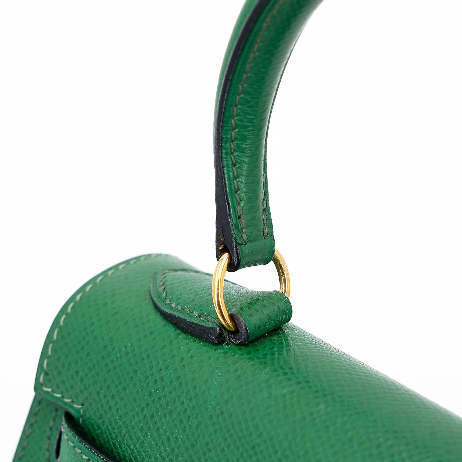 ランク B HERMÈS エルメス ミニケリー グリーン エプソン ゴールド金具 〇Y刻印 - 13