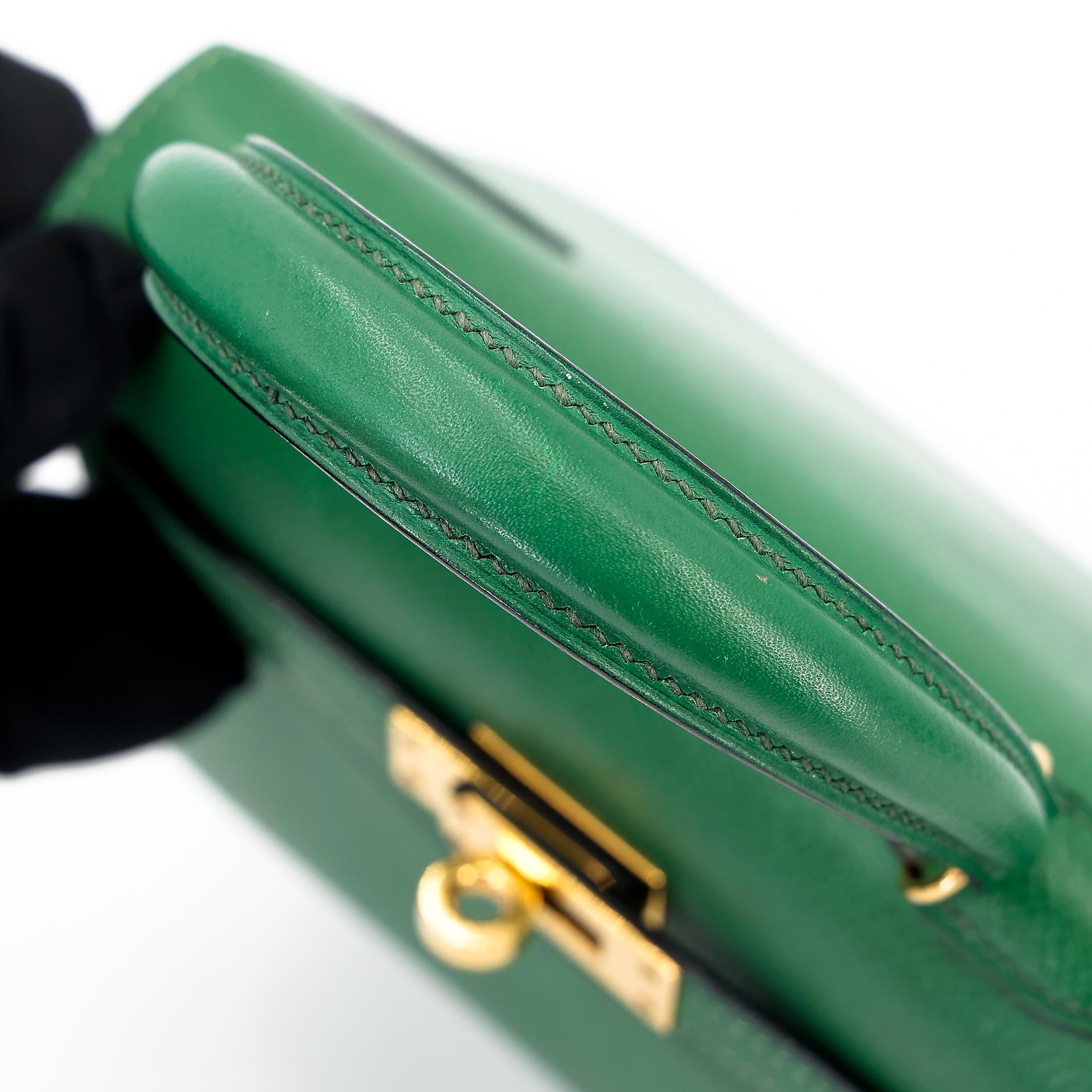 ランク B HERMÈS エルメス ミニケリー グリーン エプソン ゴールド金具 〇Y刻印 - 14