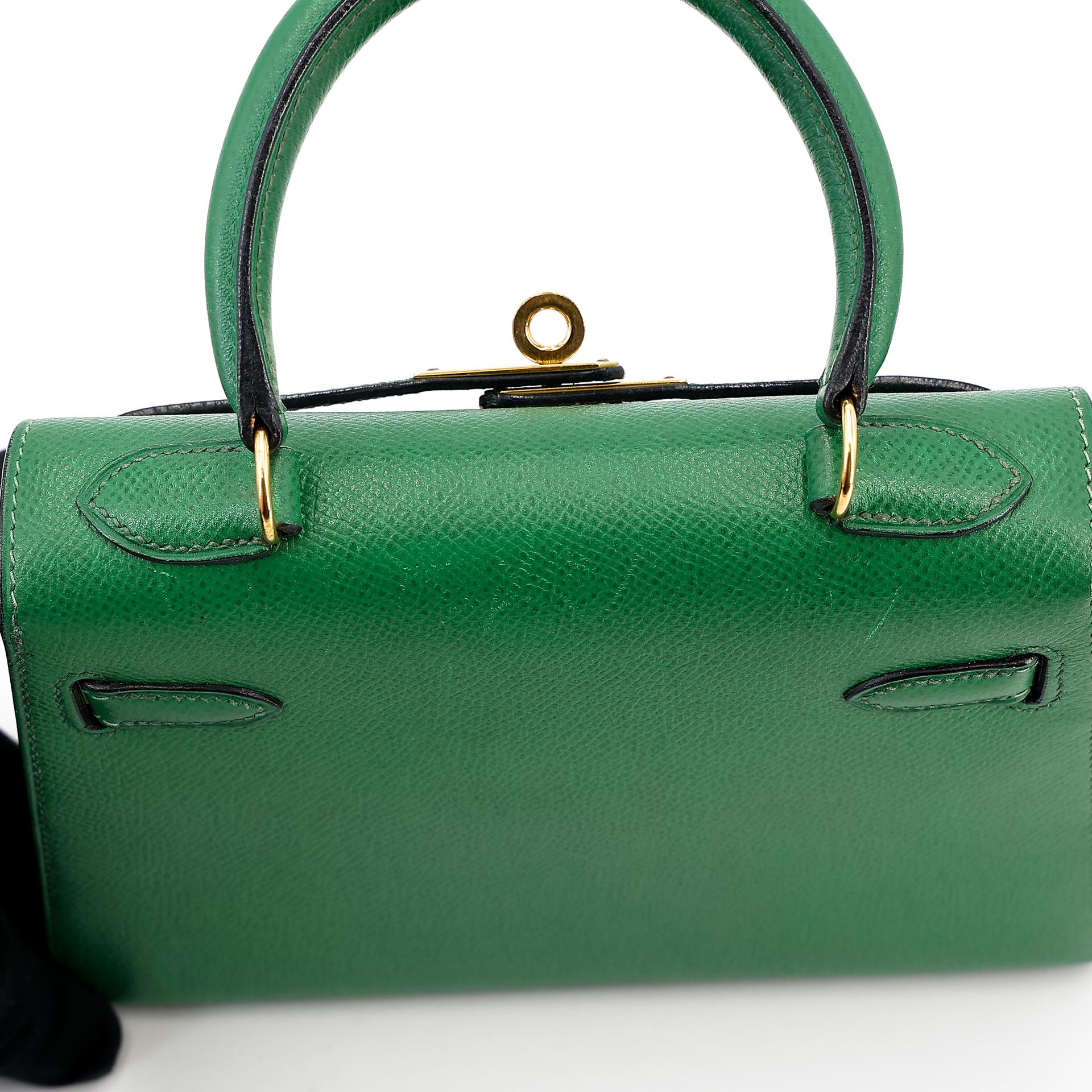 ランク B HERMÈS エルメス ミニケリー グリーン エプソン ゴールド金具 〇Y刻印 - 15