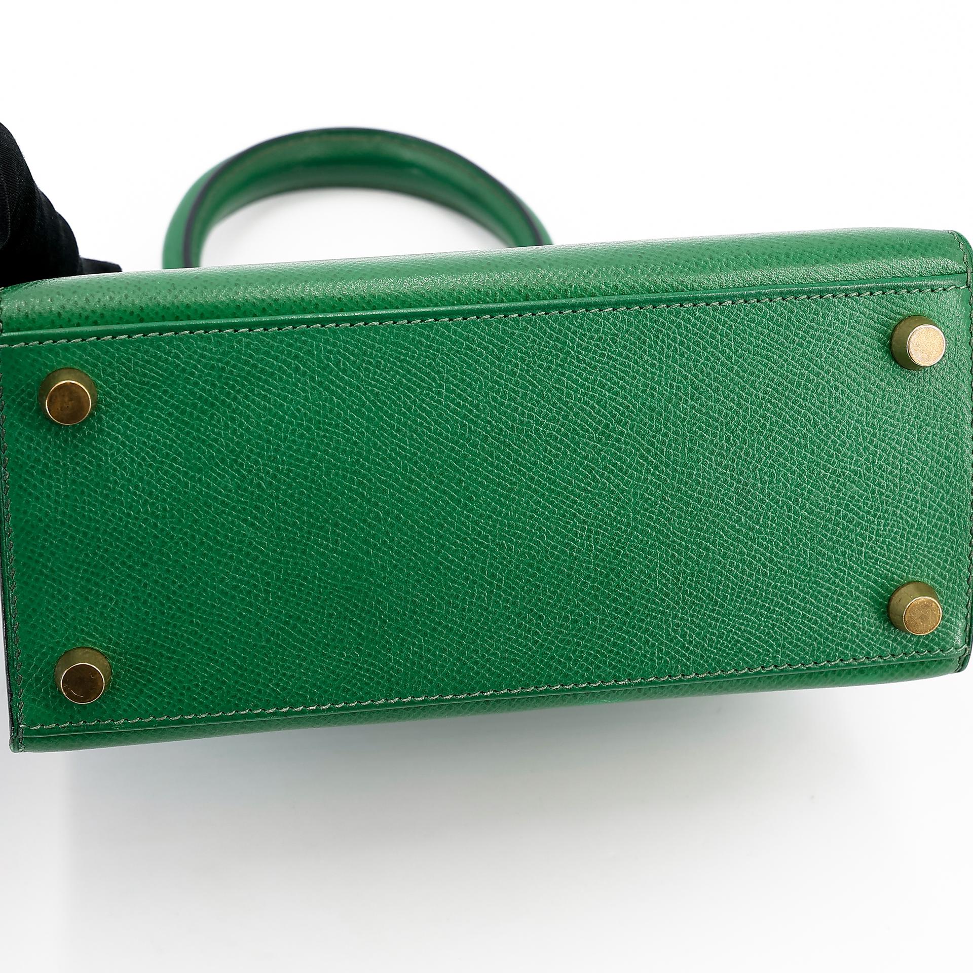 ランク B HERMÈS エルメス ミニケリー グリーン エプソン ゴールド金具 〇Y刻印 - 16