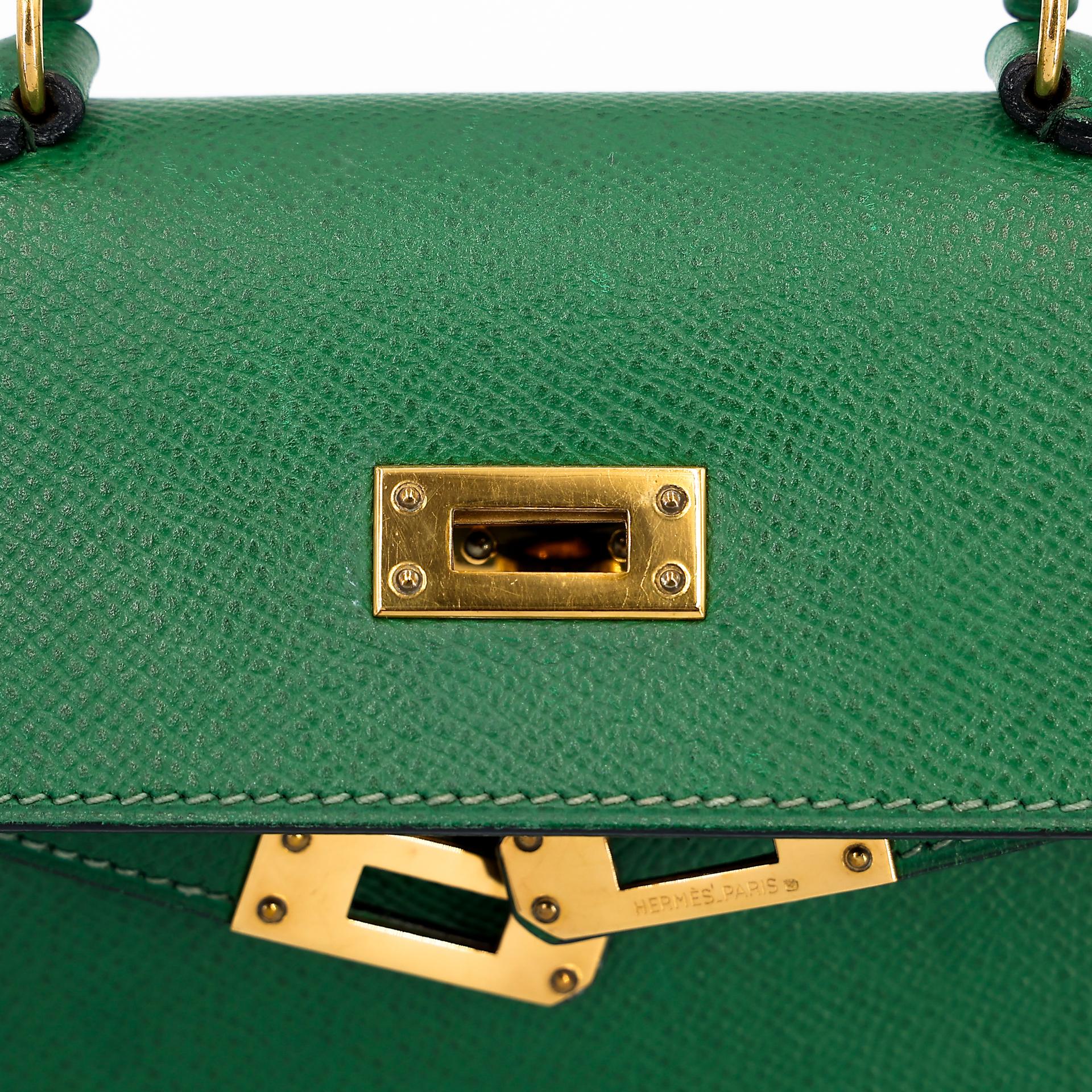 ランク B HERMÈS エルメス ミニケリー グリーン エプソン ゴールド金具 〇Y刻印 - 21