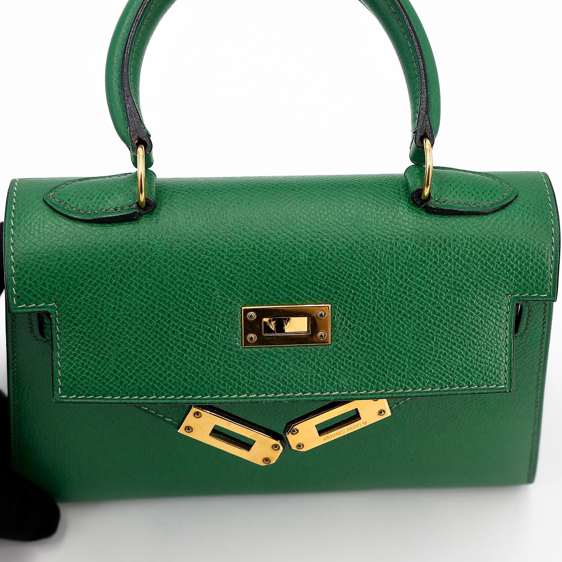 ランク B HERMÈS エルメス ミニケリー グリーン エプソン ゴールド金具 〇Y刻印 - 22