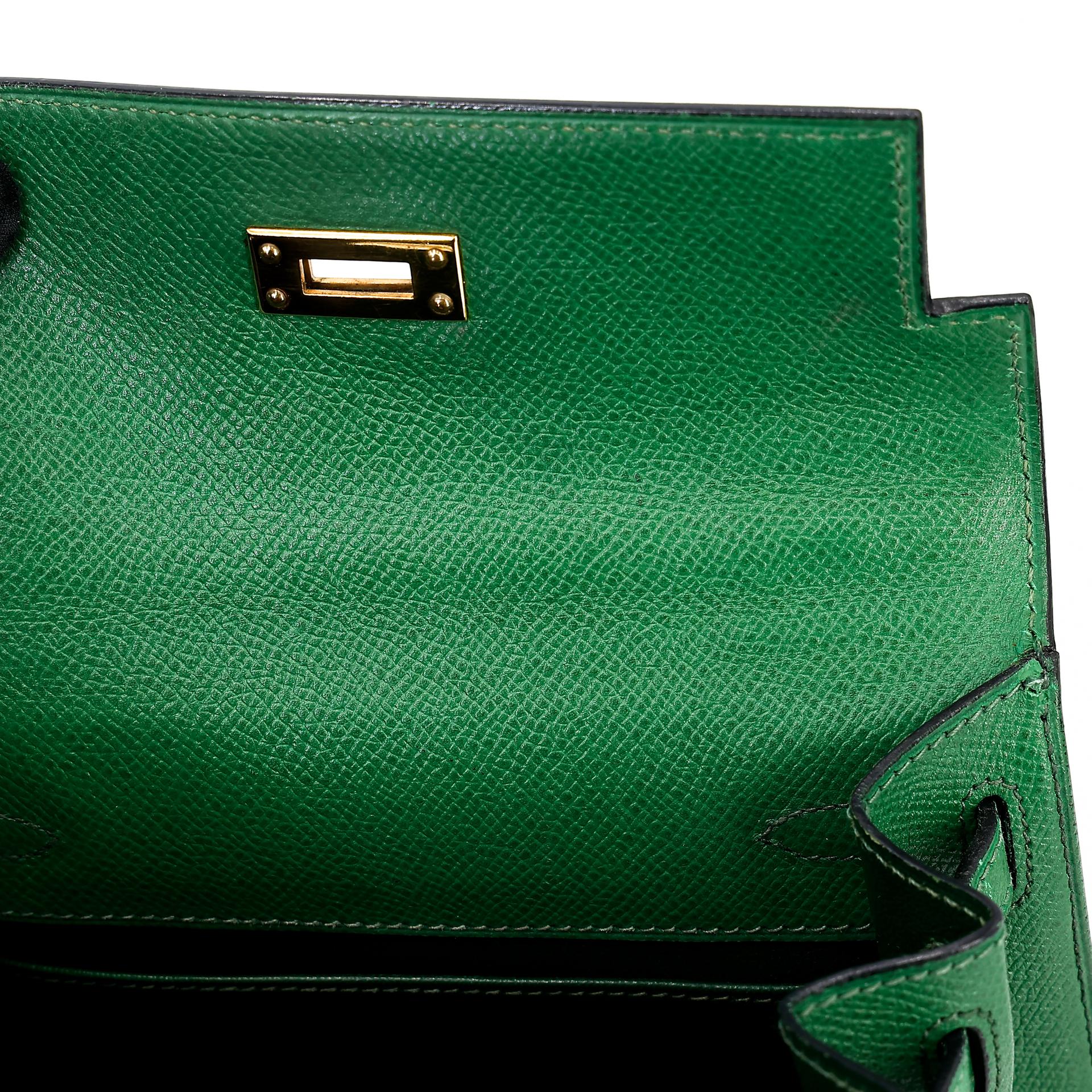 ランク B HERMÈS エルメス ミニケリー グリーン エプソン ゴールド金具 〇Y刻印 - 24