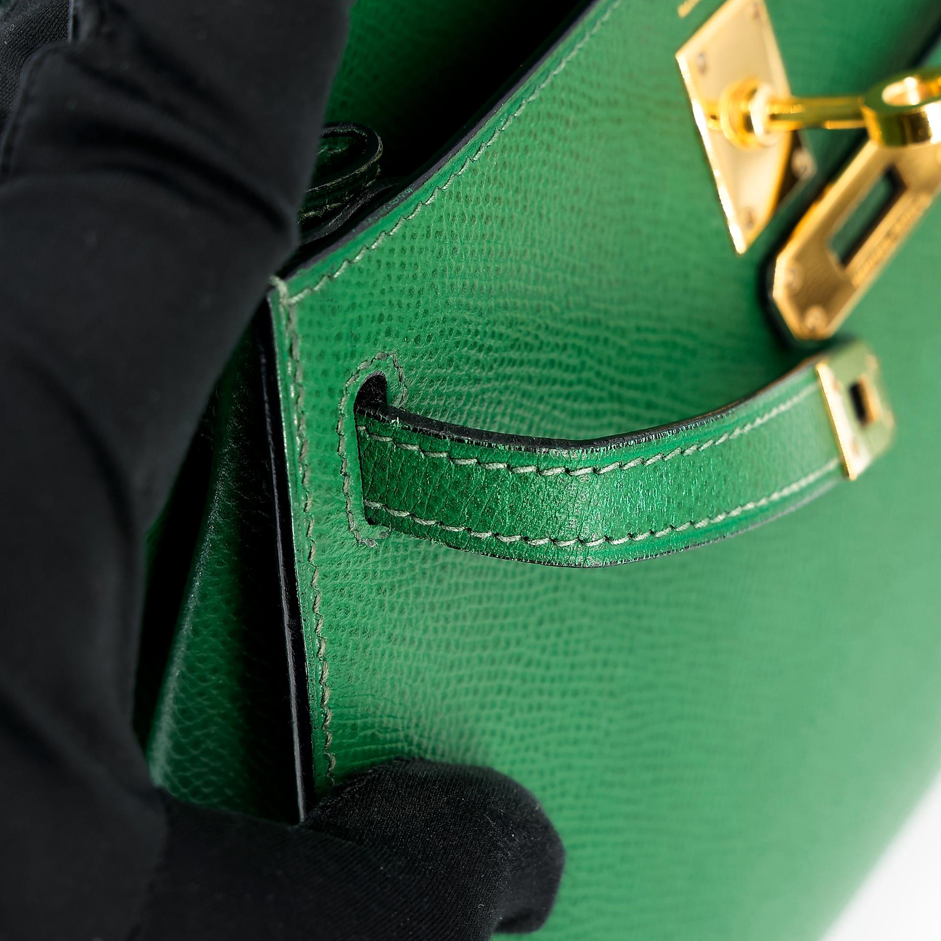 ランク B HERMÈS エルメス ミニケリー グリーン エプソン ゴールド金具 〇Y刻印 - 25