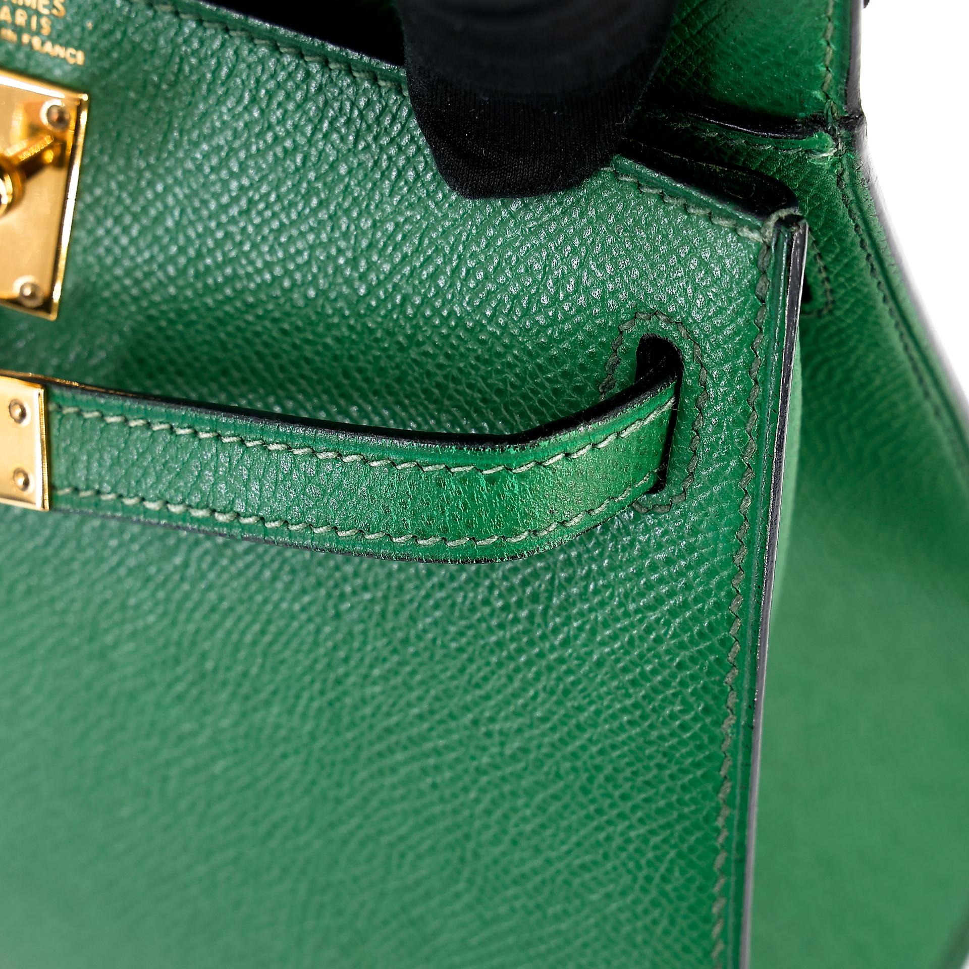 ランク B HERMÈS エルメス ミニケリー グリーン エプソン ゴールド金具 〇Y刻印 - 26