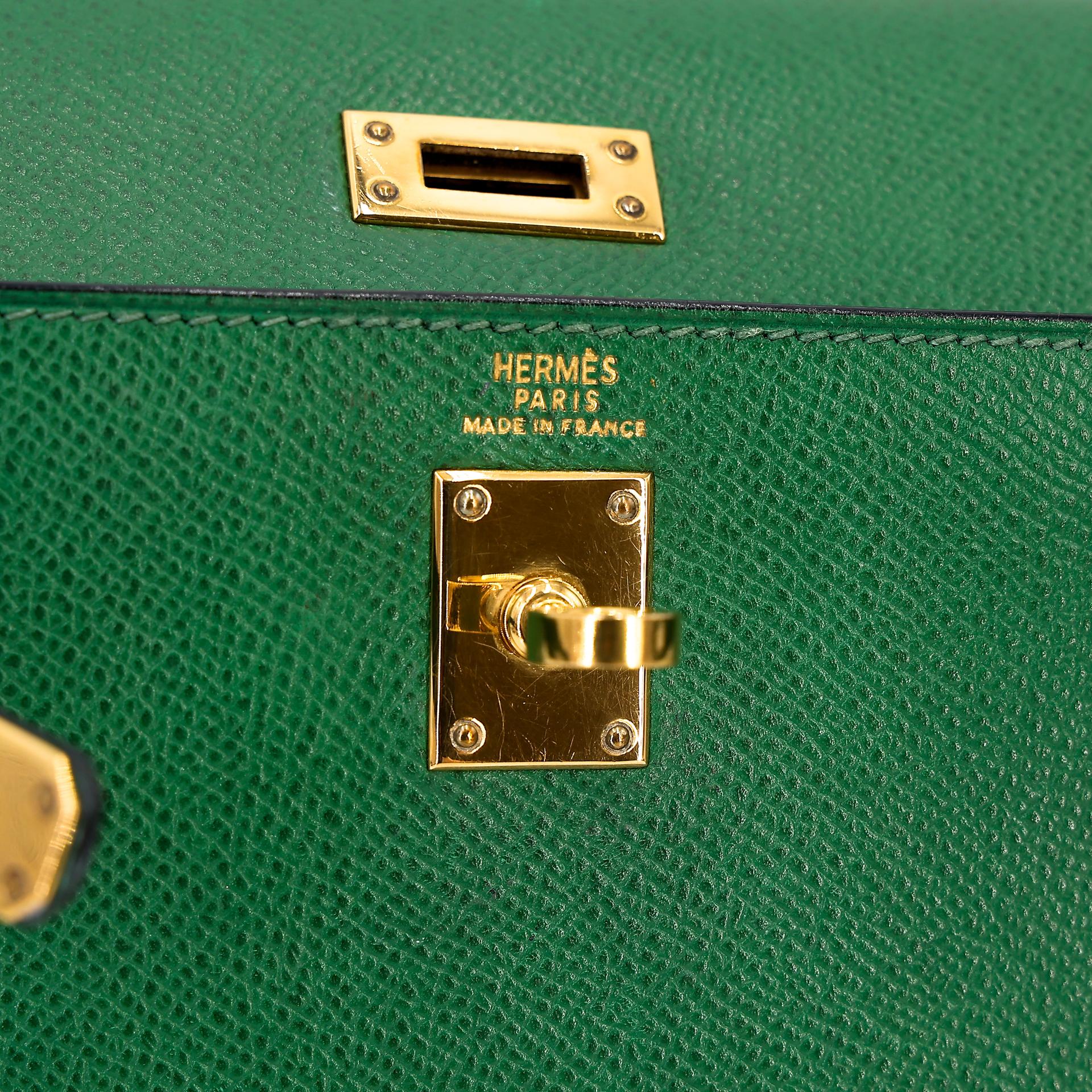 ランク B HERMÈS エルメス ミニケリー グリーン エプソン ゴールド金具 〇Y刻印 - 27