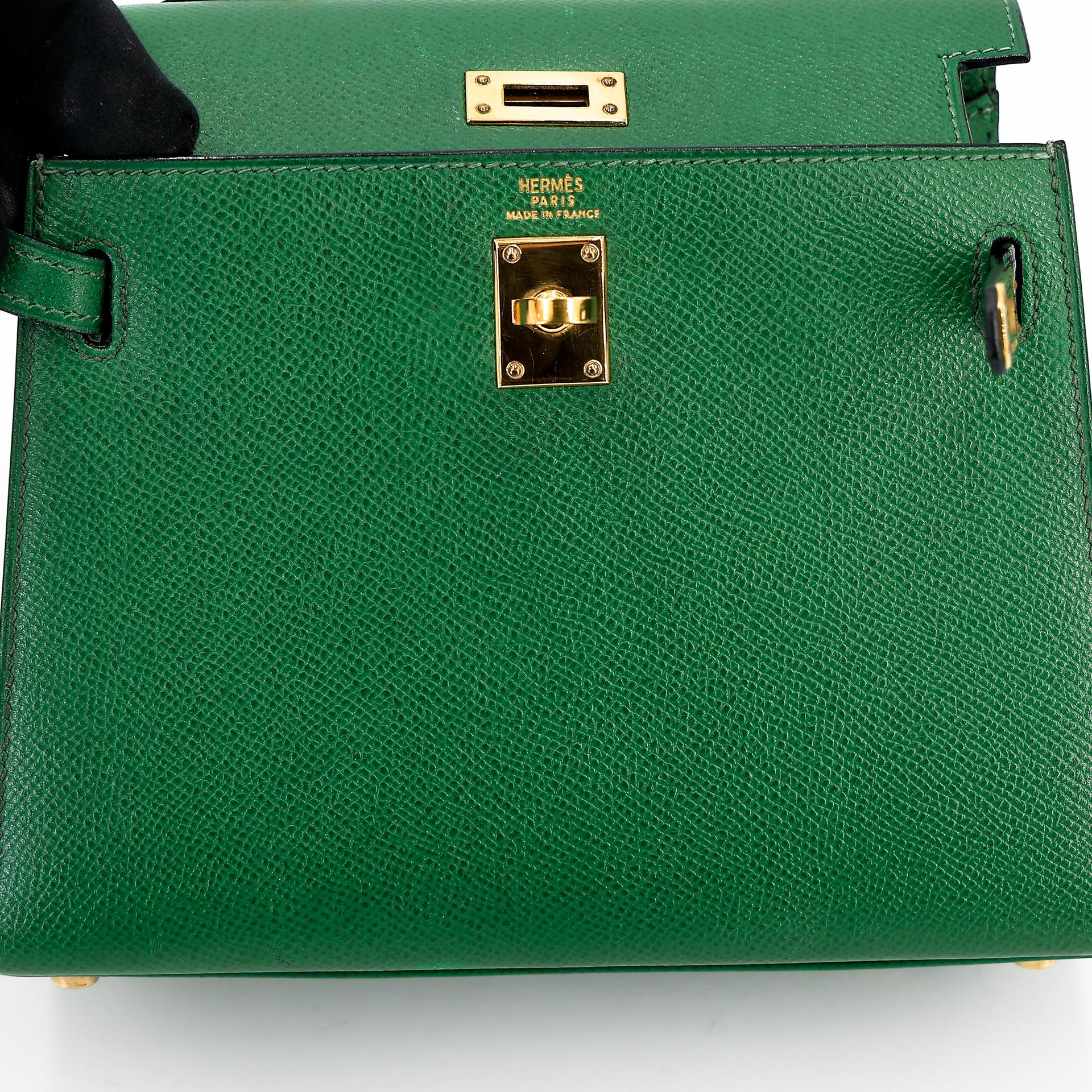 ランク B HERMÈS エルメス ミニケリー グリーン エプソン ゴールド金具 〇Y刻印 - 28