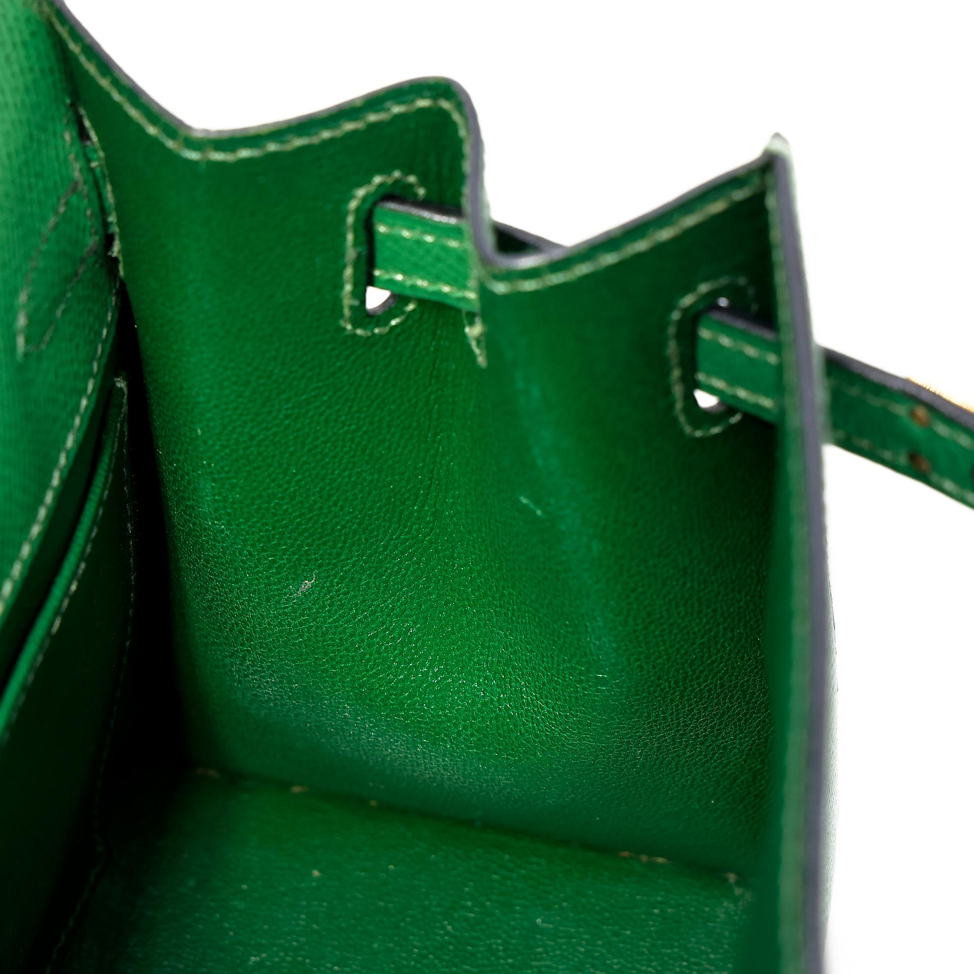 ランク B HERMÈS エルメス ミニケリー グリーン エプソン ゴールド金具 〇Y刻印 - 34