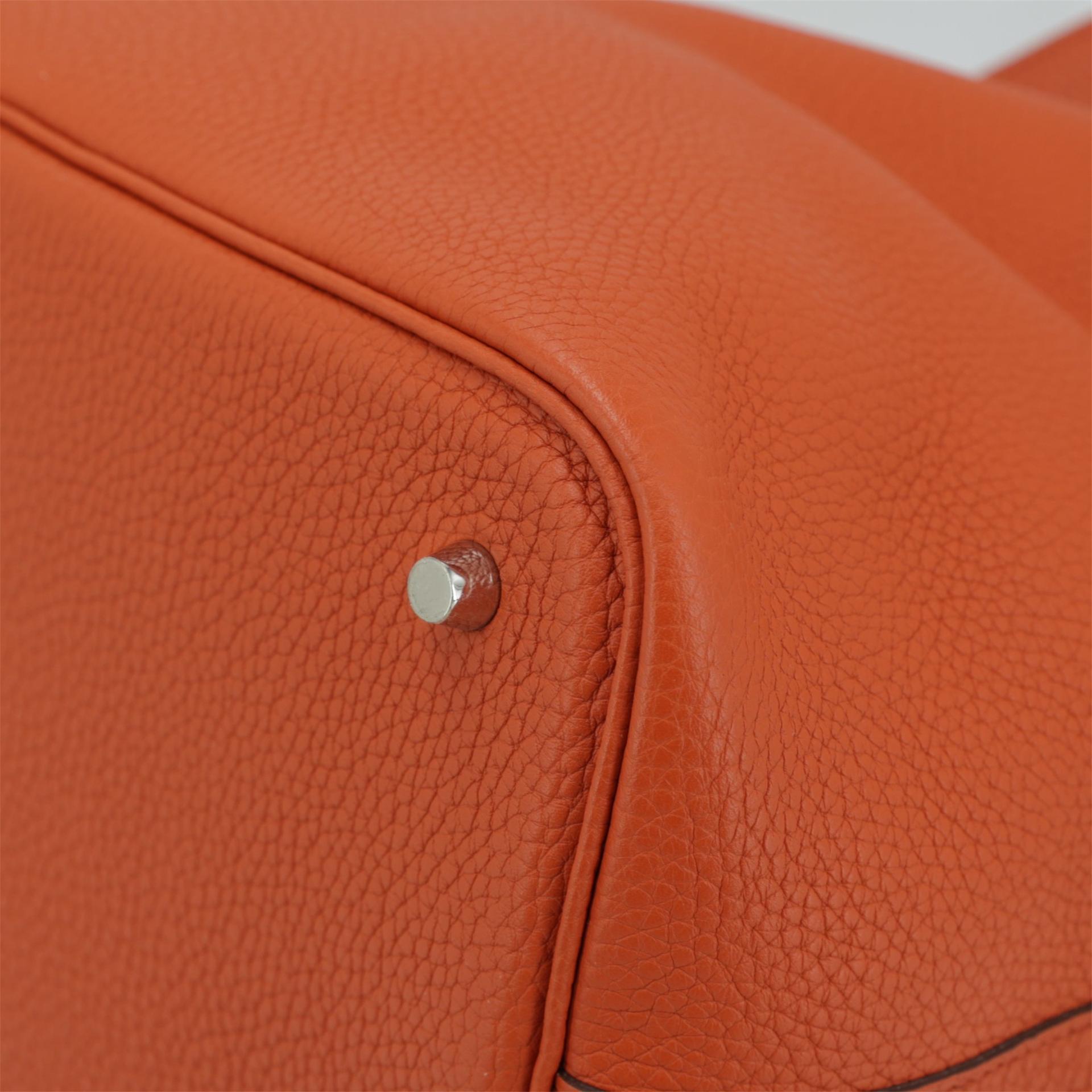 Excellent ( Rank SA ) HERMÈS Picotin Lock MM Terre Battue (R1) Clemence Palladium hardware X (2016) - 8
