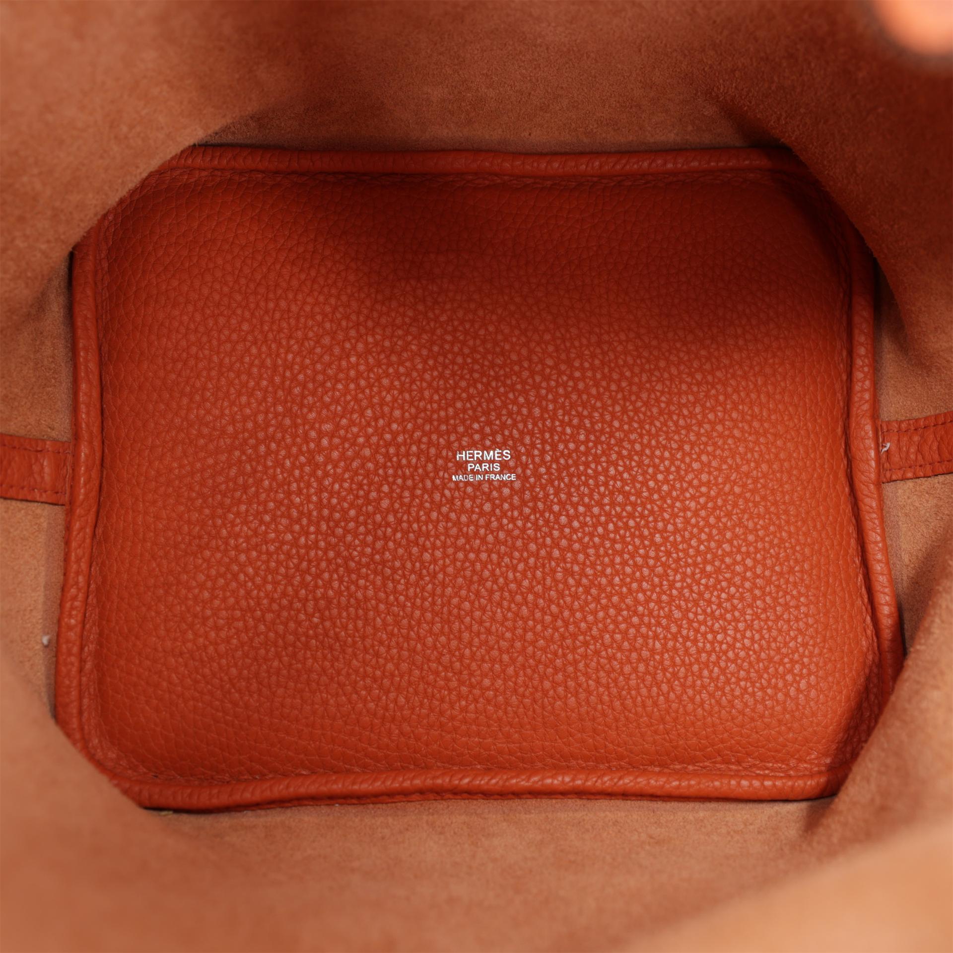 Excellent ( Rank SA ) HERMÈS Picotin Lock MM Terre Battue (R1) Clemence Palladium hardware X (2016) - 13