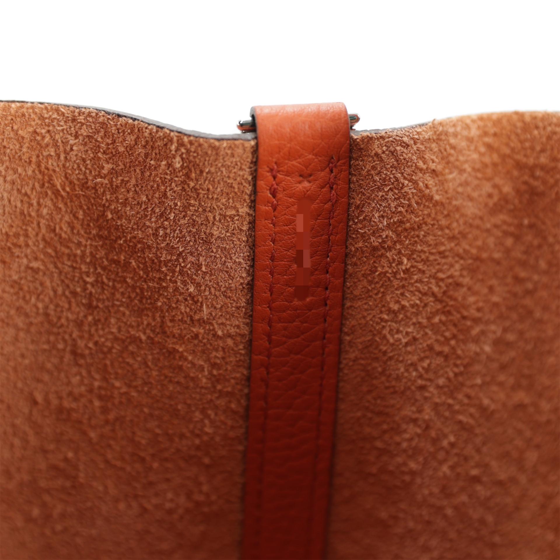 Excellent ( Rank SA ) HERMÈS Picotin Lock MM Terre Battue (R1) Clemence Palladium hardware X (2016) - 14