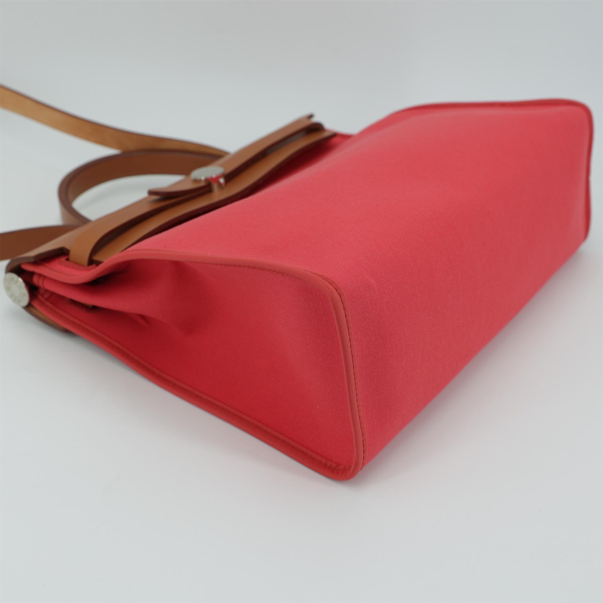 Excellent ( Rank SA ) HERMÈS Herbag Zip 31 PM Fauve (34) Bougainvillea (A5) Barenia Canvas Palladium hardware Square N (2010) - 5