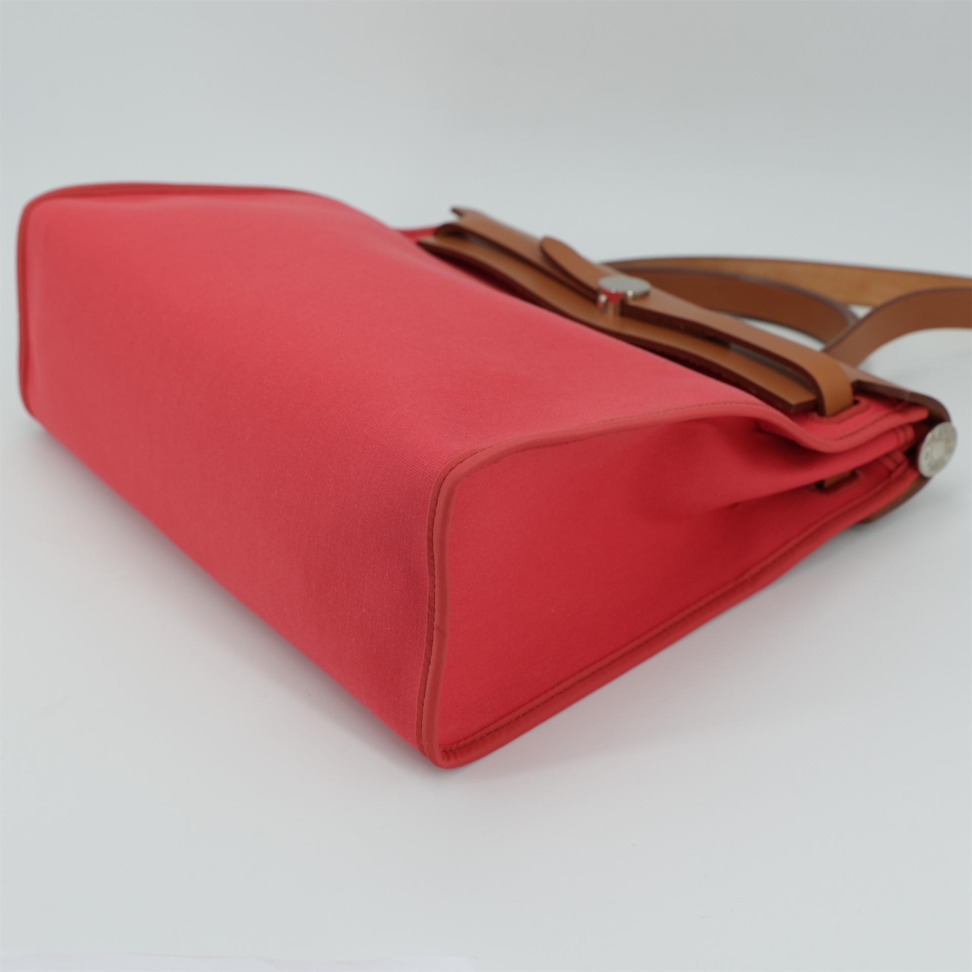 Excellent ( Rank SA ) HERMÈS Herbag Zip 31 PM Fauve (34) Bougainvillea (A5) Barenia Canvas Palladium hardware Square N (2010) - 6