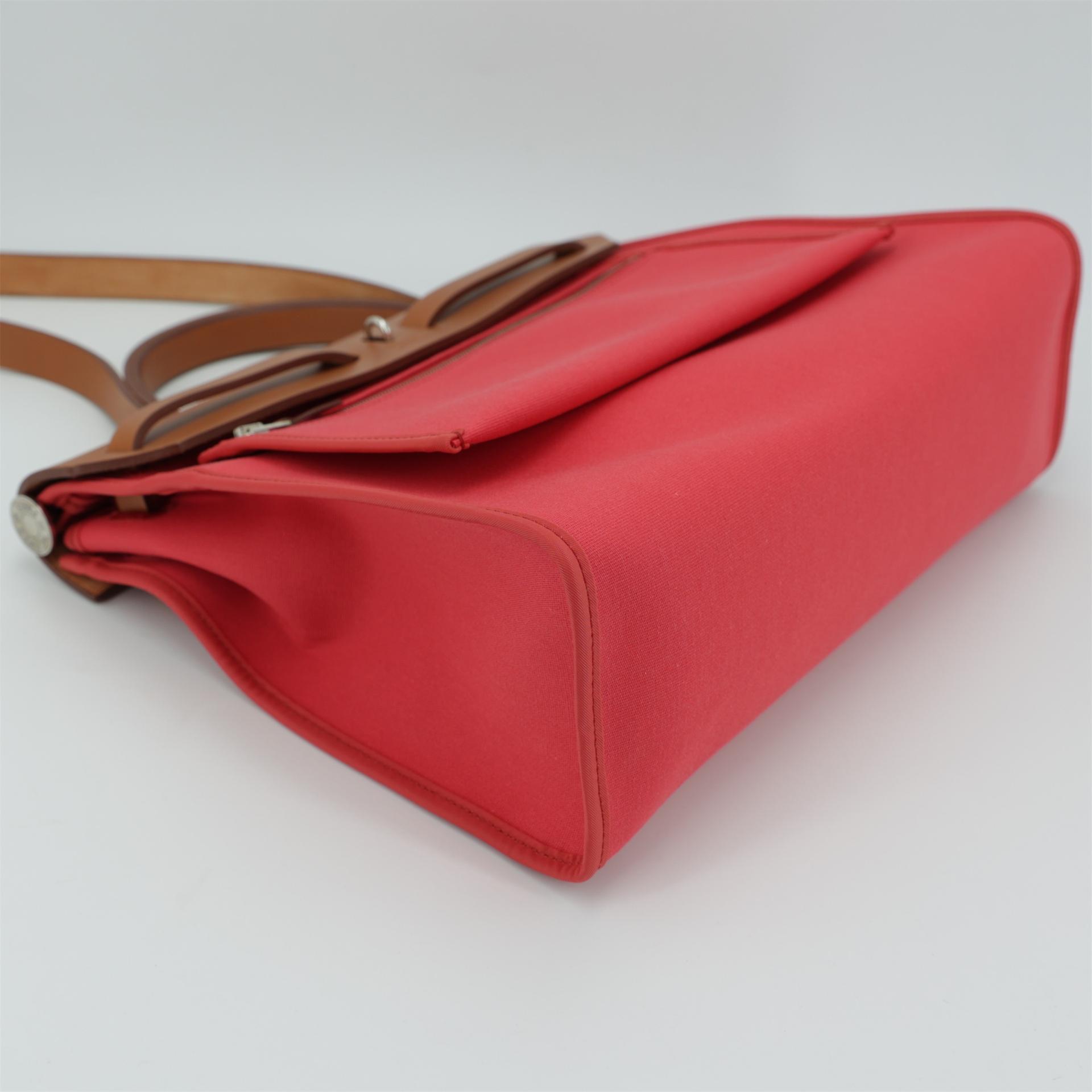Excellent ( Rank SA ) HERMÈS Herbag Zip 31 PM Fauve (34) Bougainvillea (A5) Barenia Canvas Palladium hardware Square N (2010) - 7