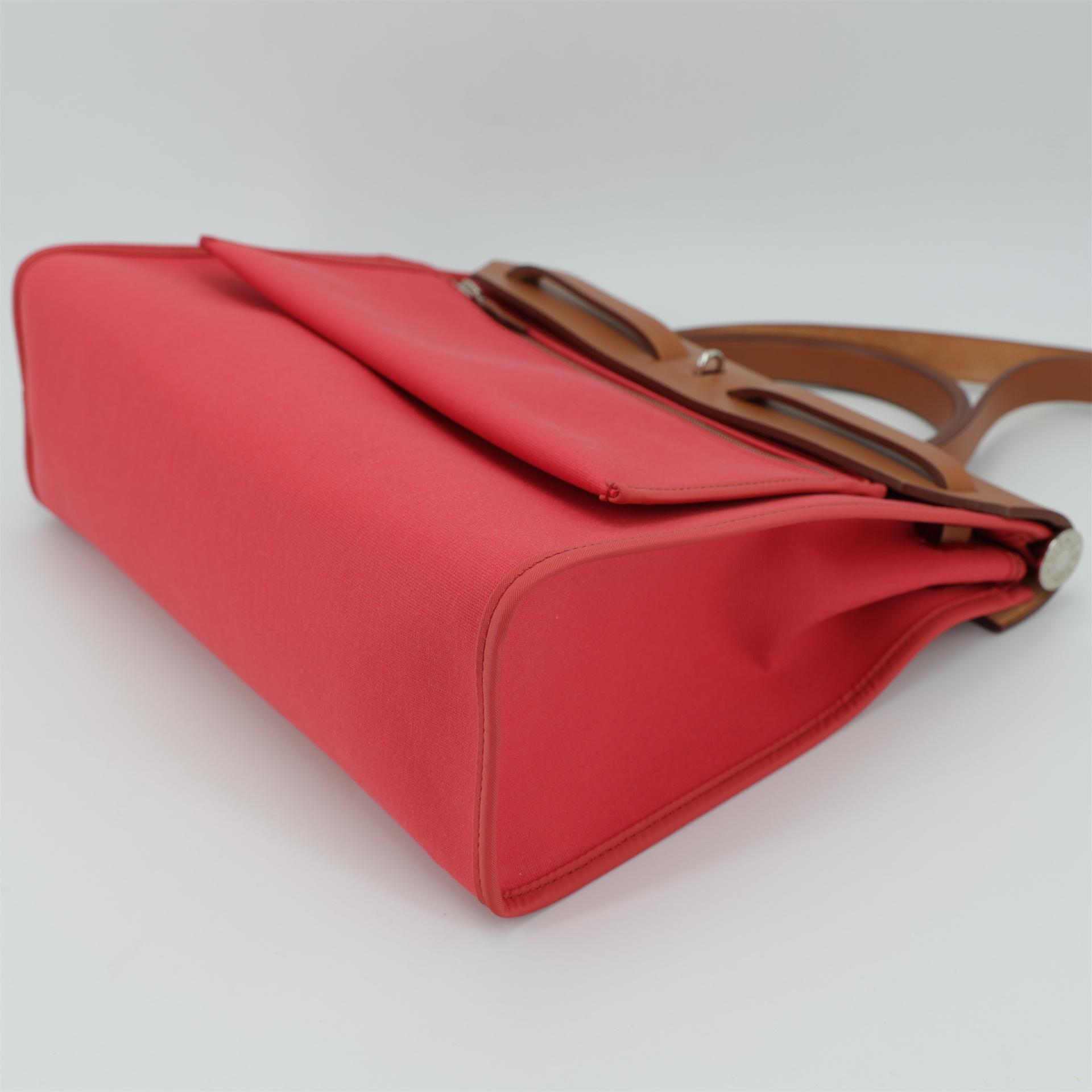 Excellent ( Rank SA ) HERMÈS Herbag Zip 31 PM Fauve (34) Bougainvillea (A5) Barenia Canvas Palladium hardware Square N (2010) - 8