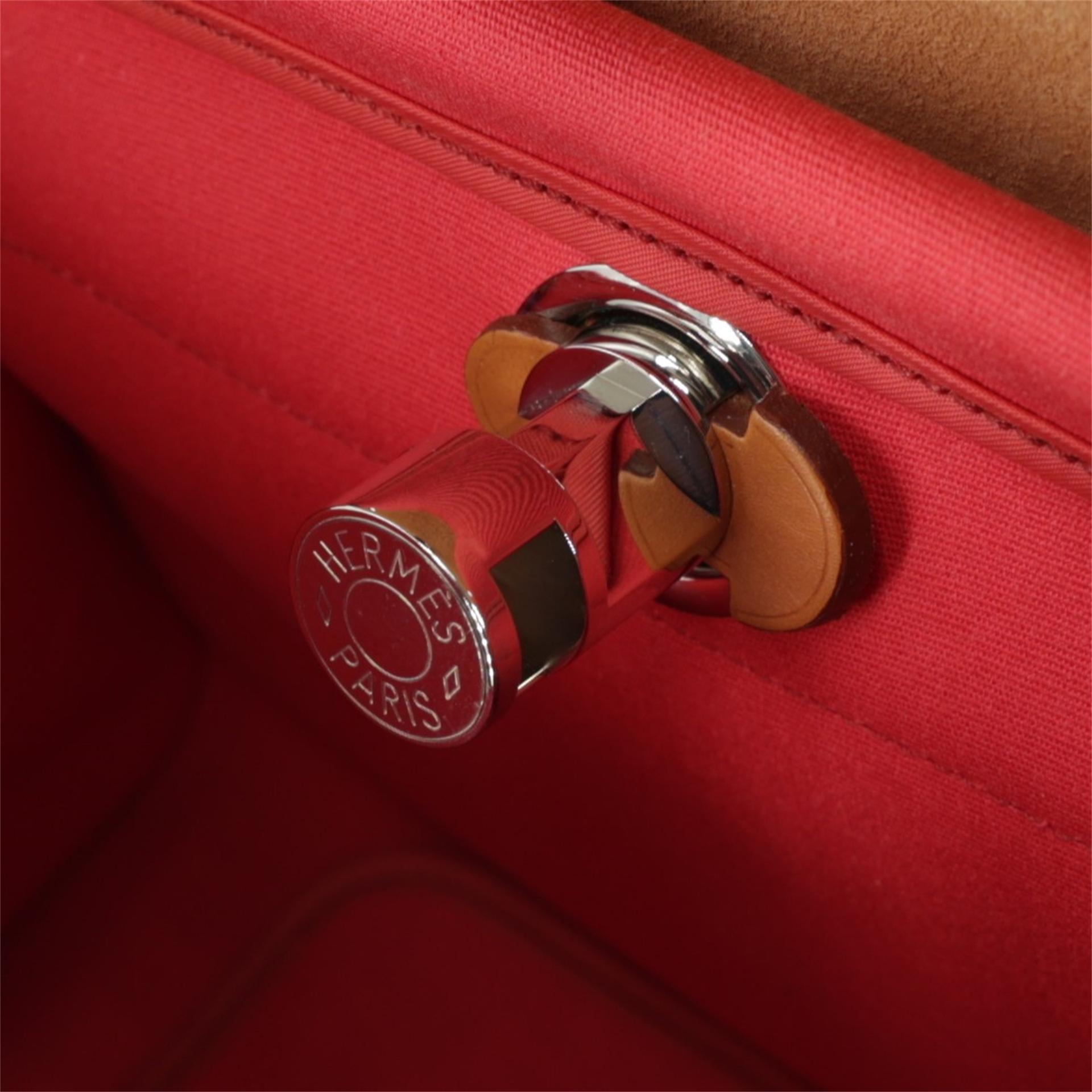 Excellent ( Rank SA ) HERMÈS Herbag Zip 31 PM Fauve (34) Bougainvillea (A5) Barenia Canvas Palladium hardware Square N (2010) - 13