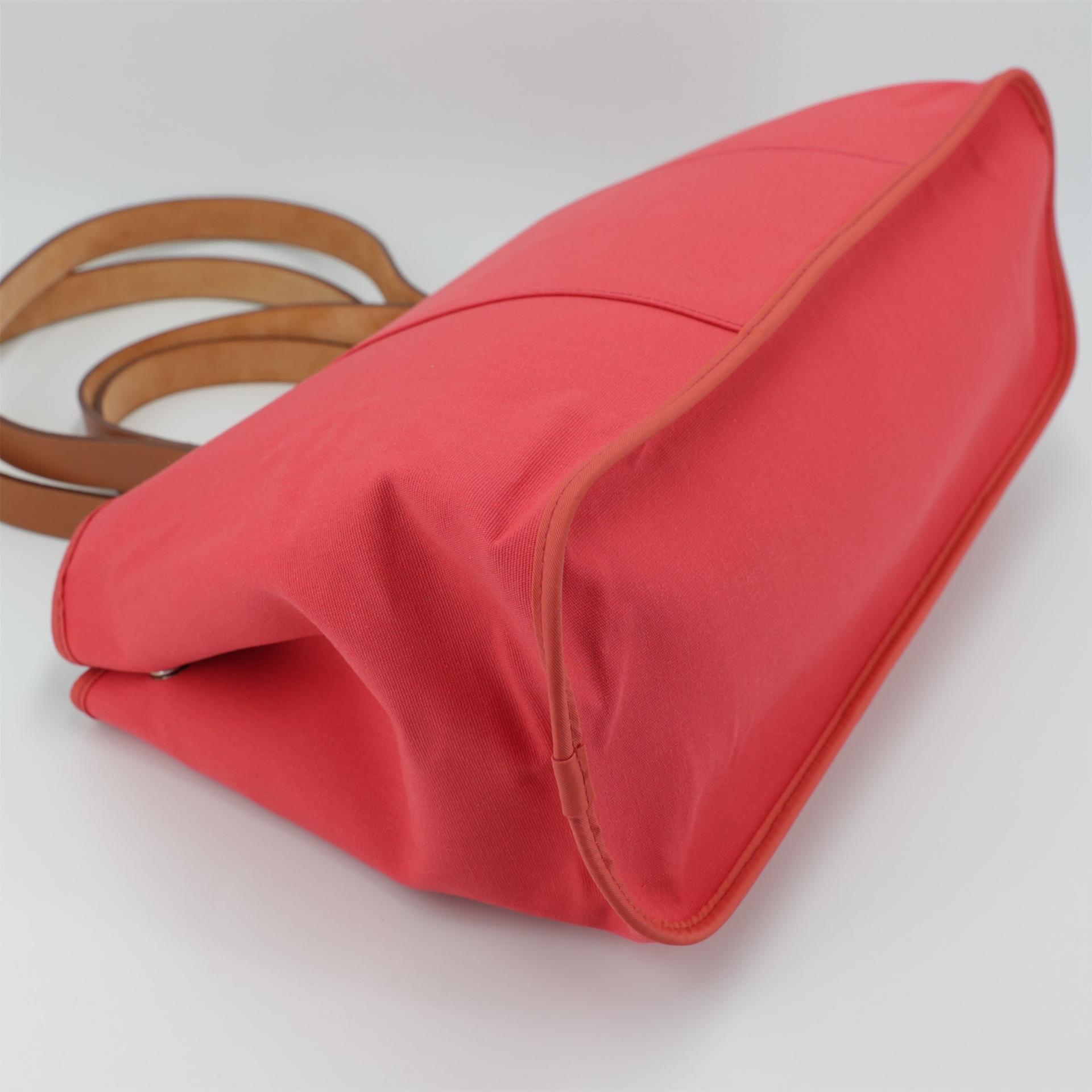 Excellent ( Rank SA ) HERMÈS Cabag Elan 39 Fauve (34) Bougainvillea (A5) Barenia Canvas Palladium hardware Square N (2010) - 6