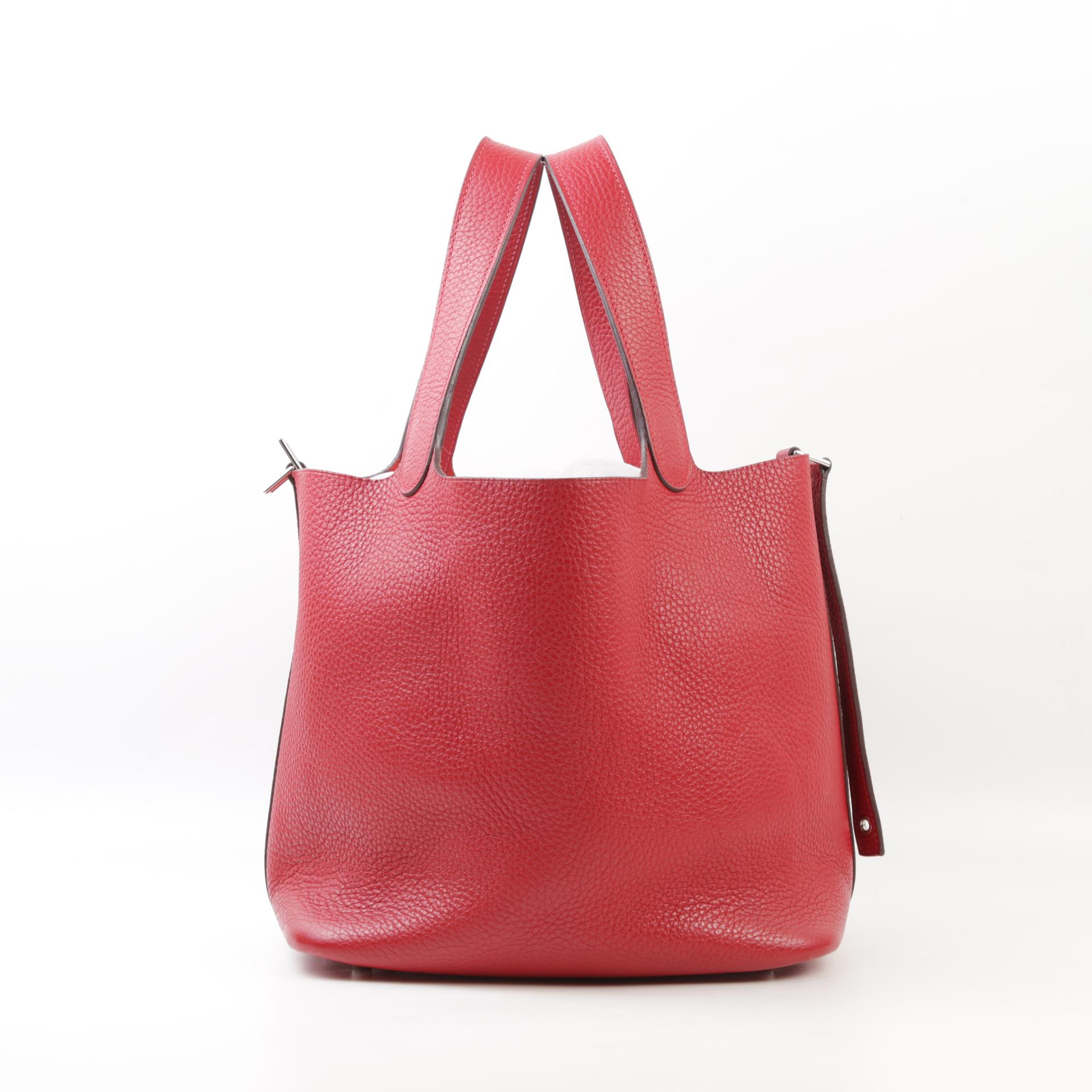 Good ( Rank AB) HERMÈS Picotin Lock MM Rouge Casaque (Q5) Clemence Palladium hardware Square Q (2013) - 5