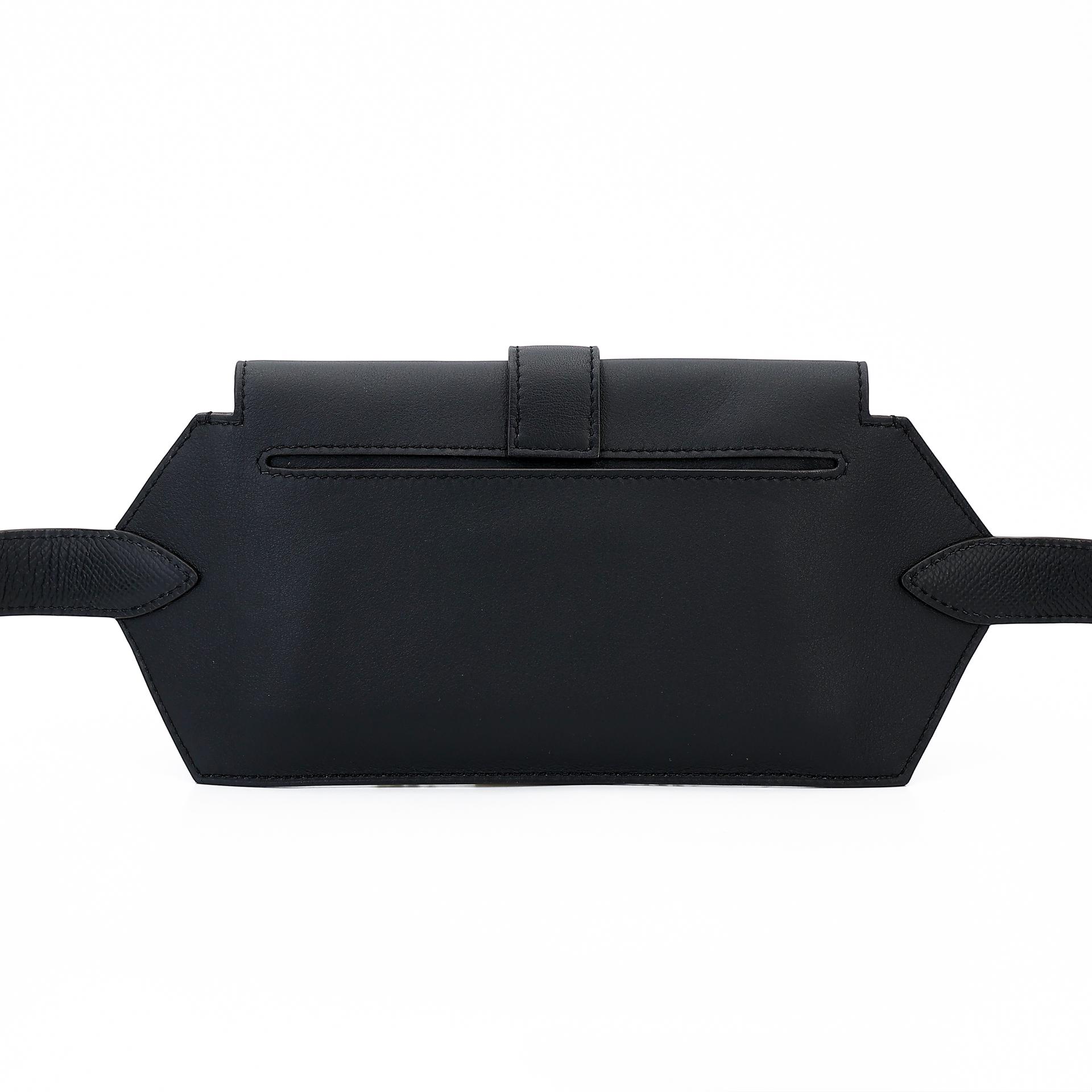 Unused ( Rank NS ) HERMÈS Elan Pocket 24 belt Black (89) Swift Palladium hardware B (2023) - 2