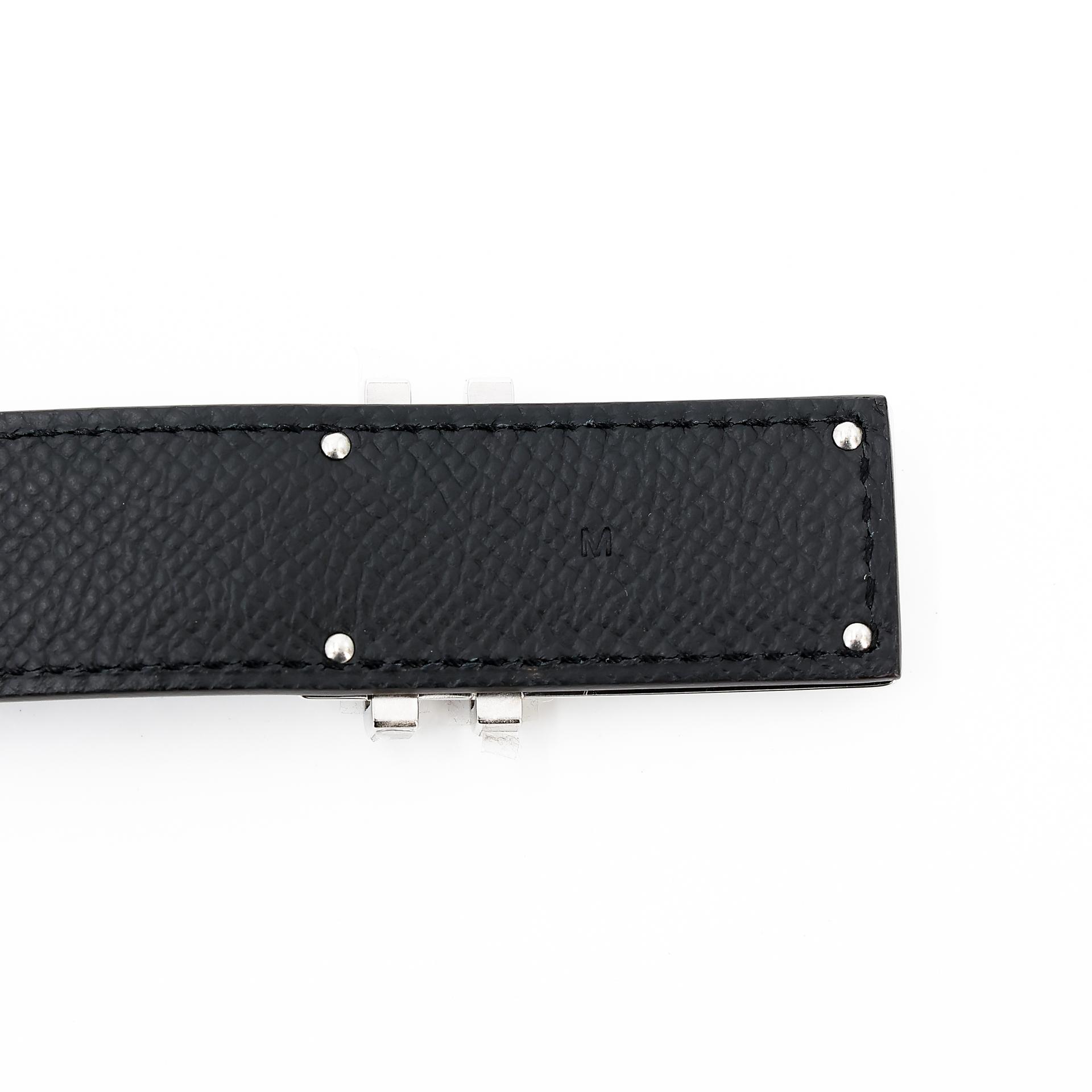 Unused ( Rank NS ) HERMÈS Elan Pocket 24 belt Black (89) Swift Palladium hardware B (2023) - 4