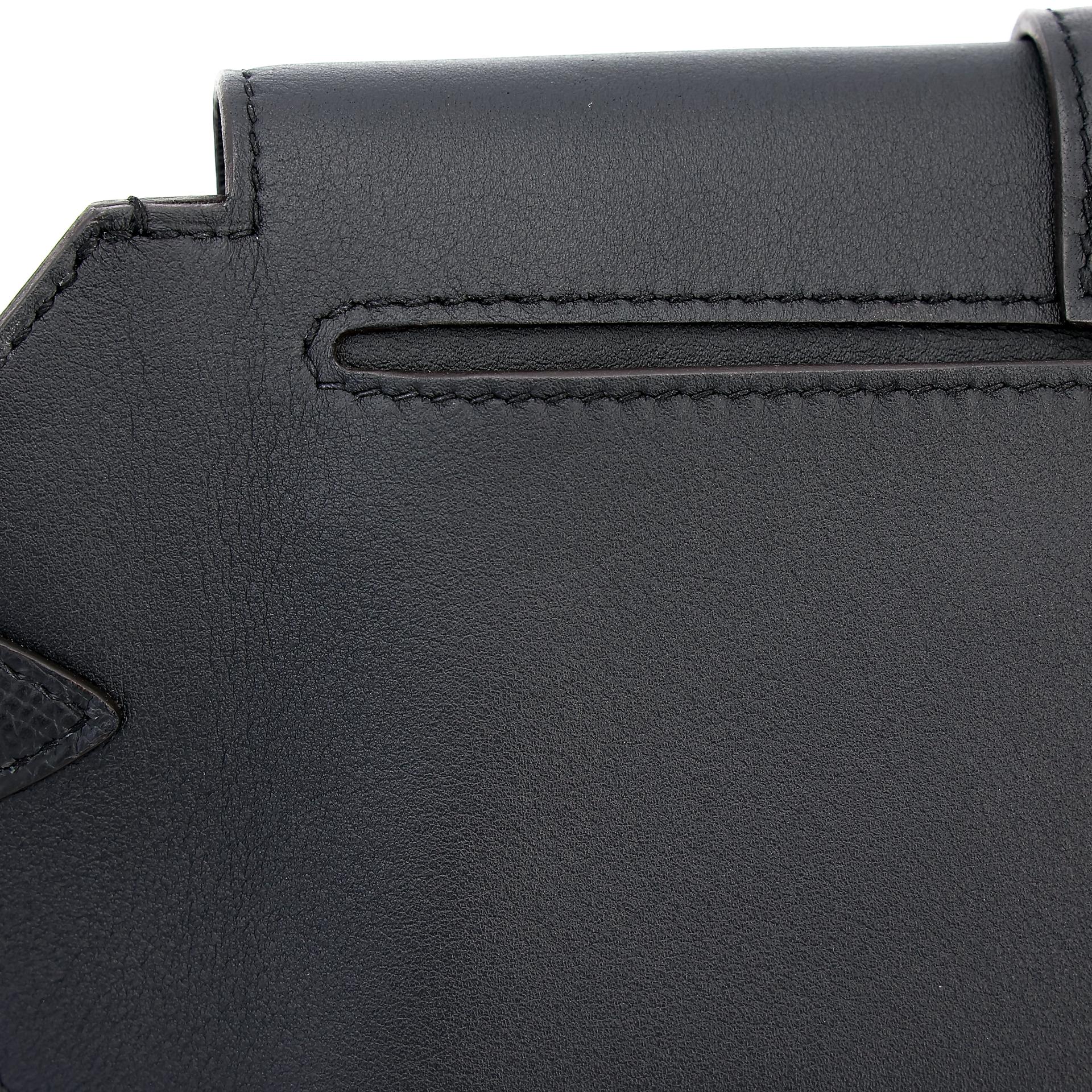 Unused ( Rank NS ) HERMÈS Elan Pocket 24 belt Black (89) Swift Palladium hardware B (2023) - 7