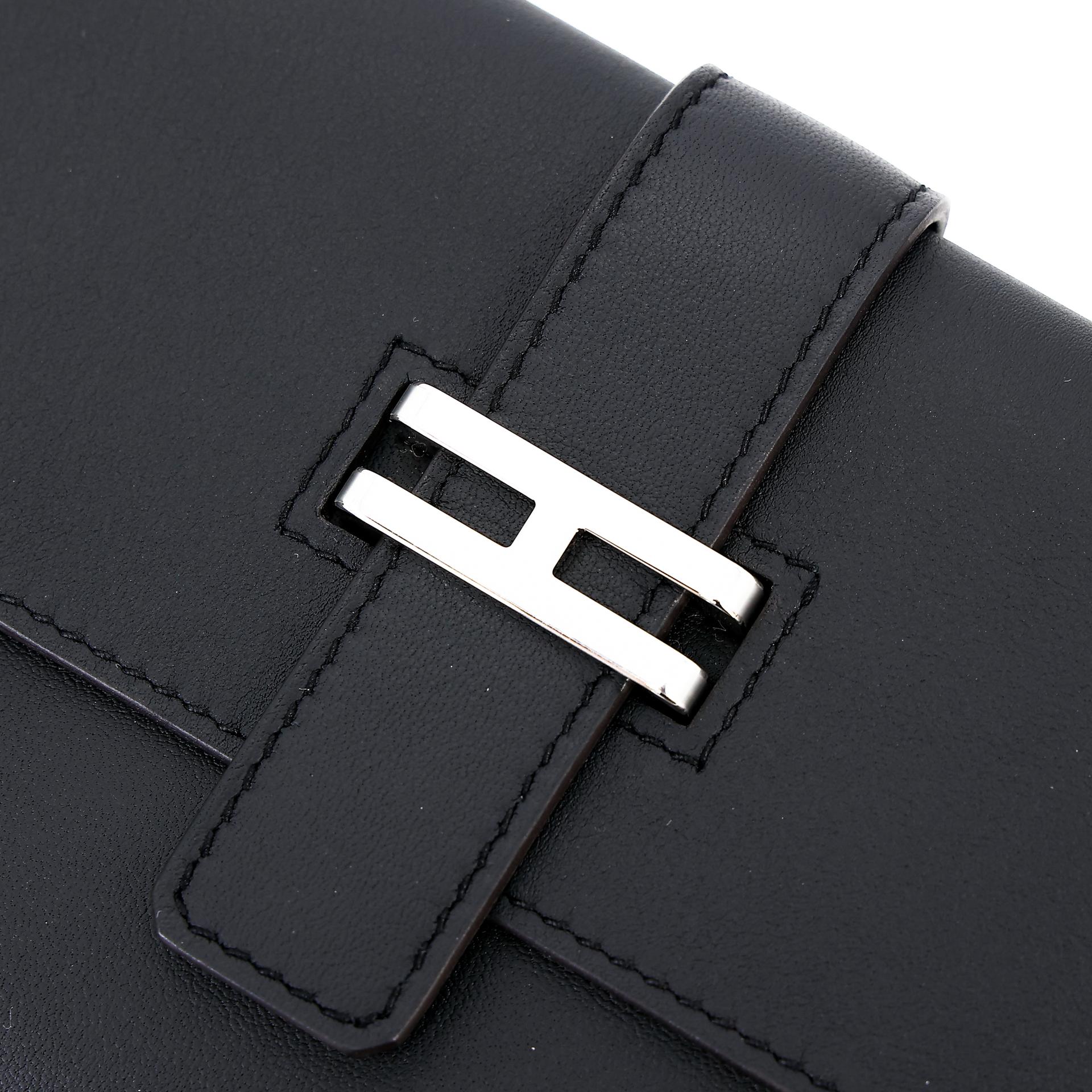Unused ( Rank NS ) HERMÈS Elan Pocket 24 belt Black (89) Swift Palladium hardware B (2023) - 8