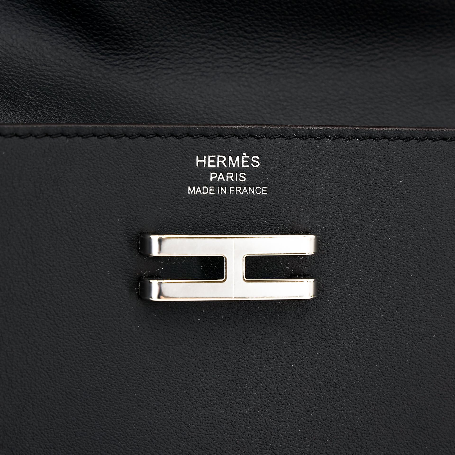 Unused ( Rank NS ) HERMÈS Elan Pocket 24 belt Black (89) Swift Palladium hardware B (2023) - 14