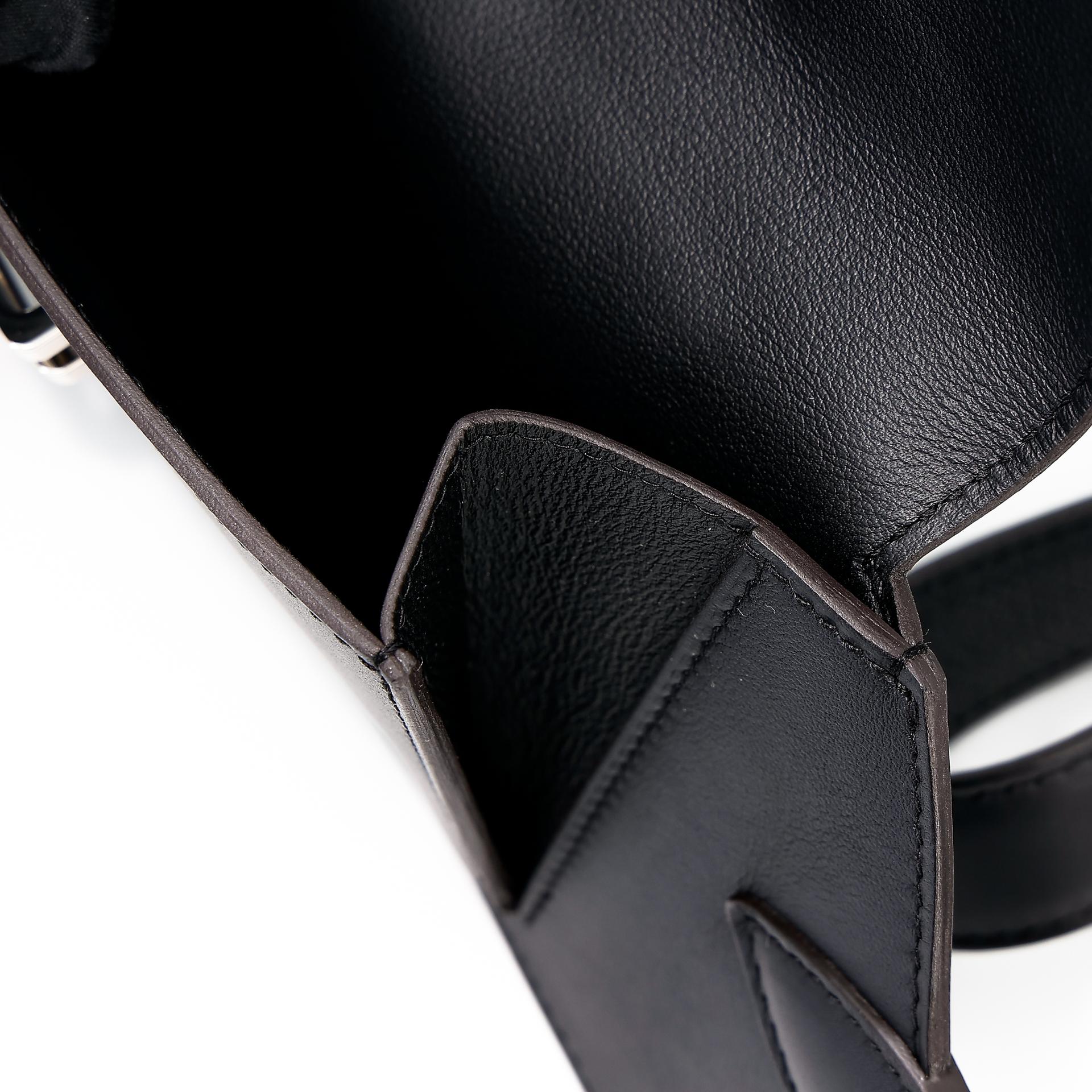 Unused ( Rank NS ) HERMÈS Elan Pocket 24 belt Black (89) Swift Palladium hardware B (2023) - 17