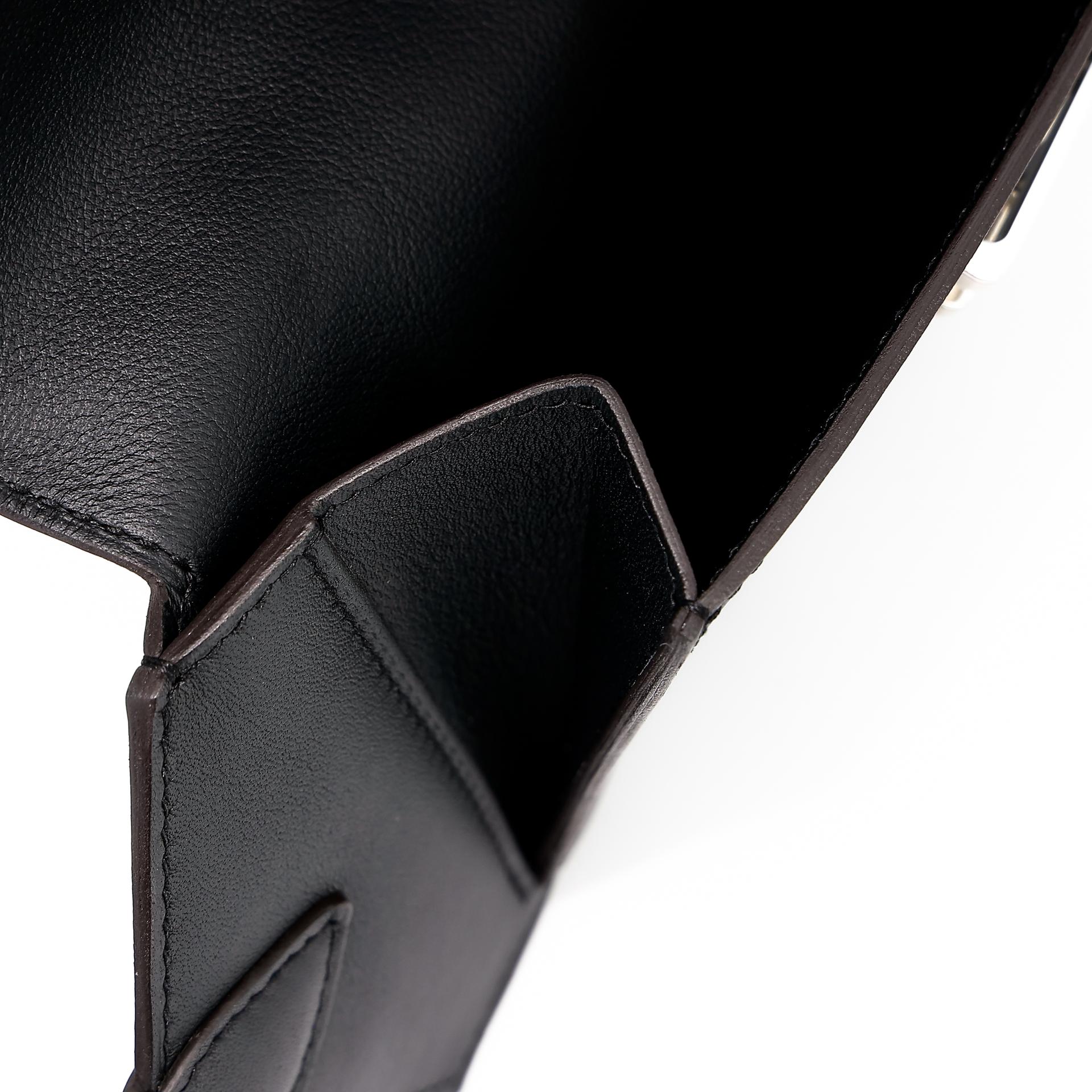 Unused ( Rank NS ) HERMÈS Elan Pocket 24 belt Black (89) Swift Palladium hardware B (2023) - 18