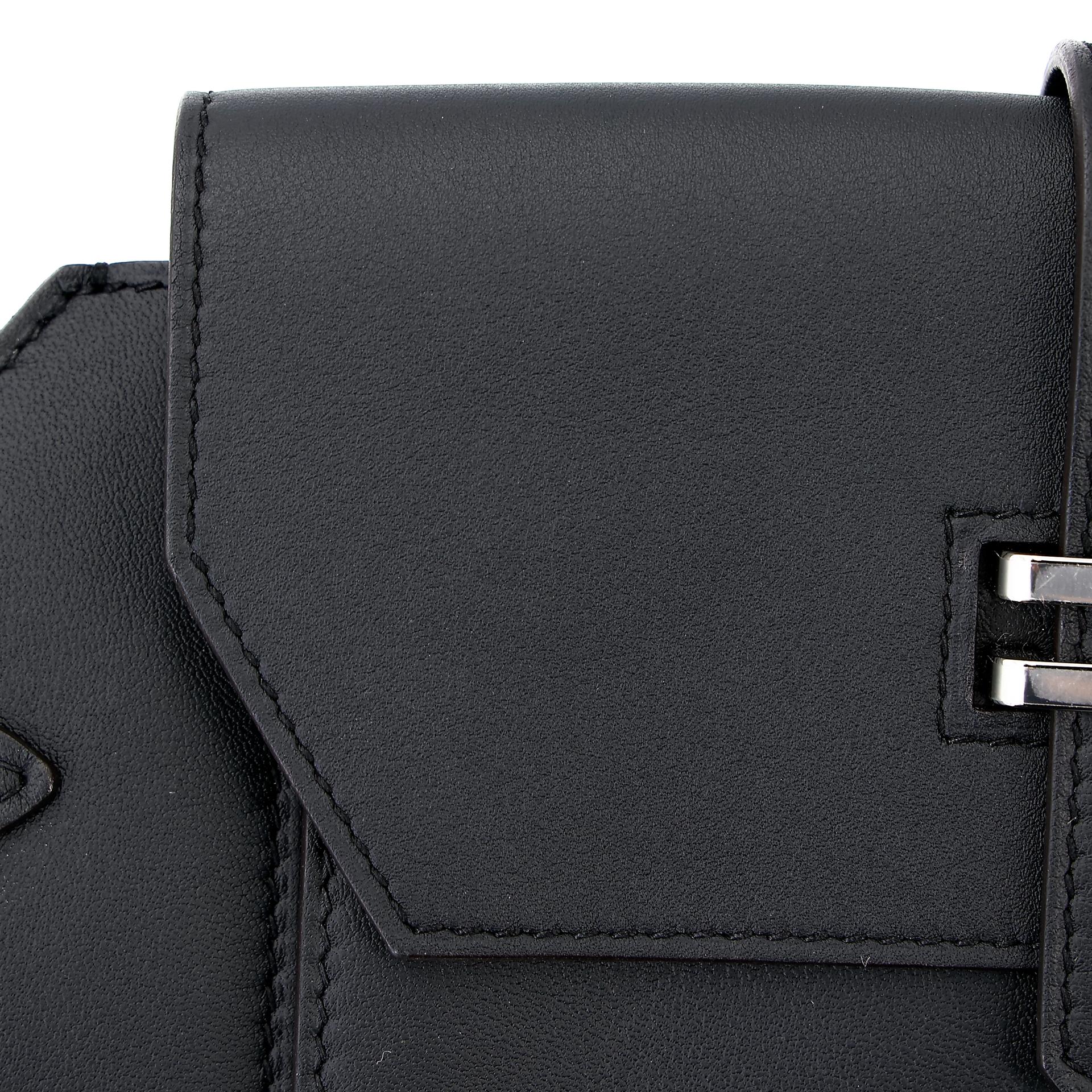Unused ( Rank NS ) HERMÈS Elan Pocket 24 belt Black (89) Swift Palladium hardware B (2023) - 19