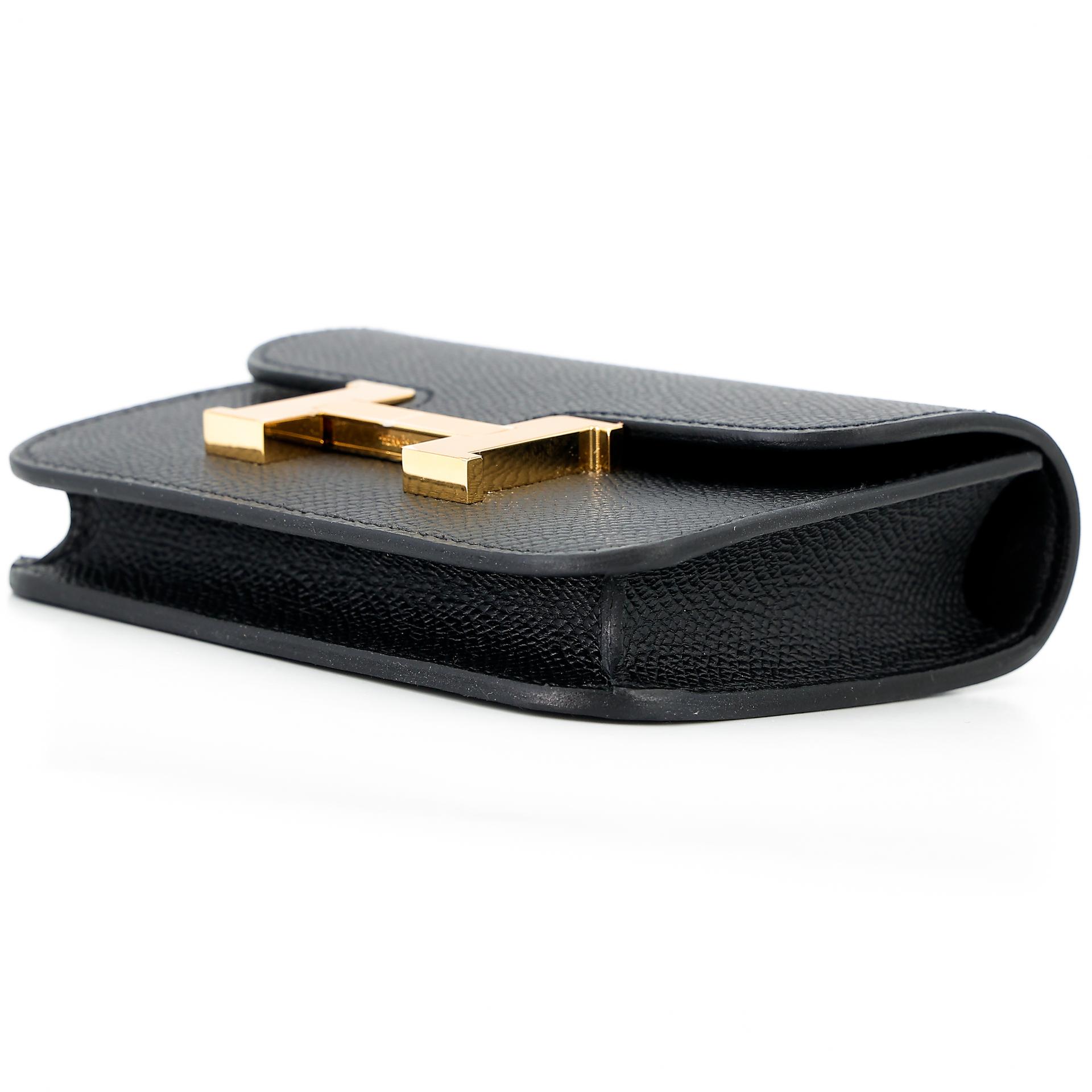 Unused ( Rank NS ) HERMÈS Constance Slim Wallet Black (89) Epsom Gold hardware B (2023) - 3