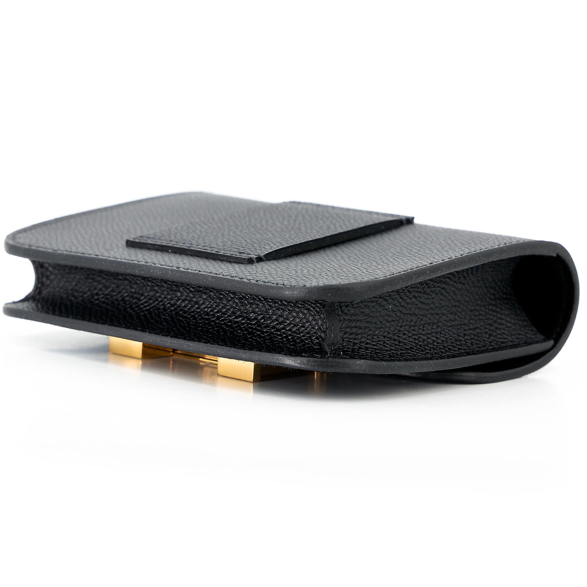 Unused ( Rank NS ) HERMÈS Constance Slim Wallet Black (89) Epsom Gold hardware B (2023) - 5
