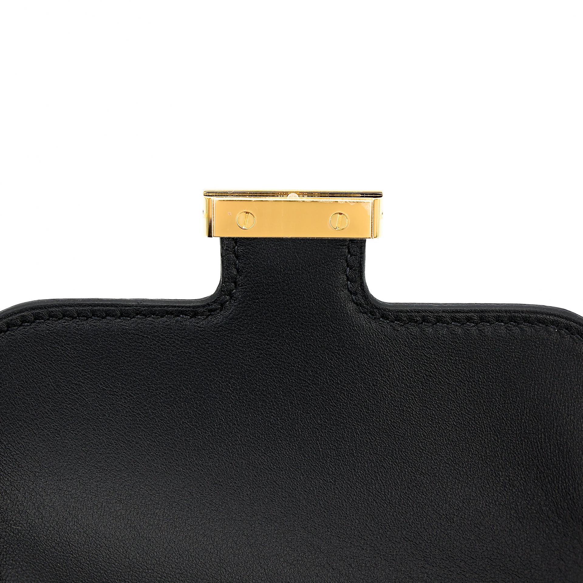 Unused ( Rank NS ) HERMÈS Constance Slim Wallet Black (89) Epsom Gold hardware B (2023) - 8