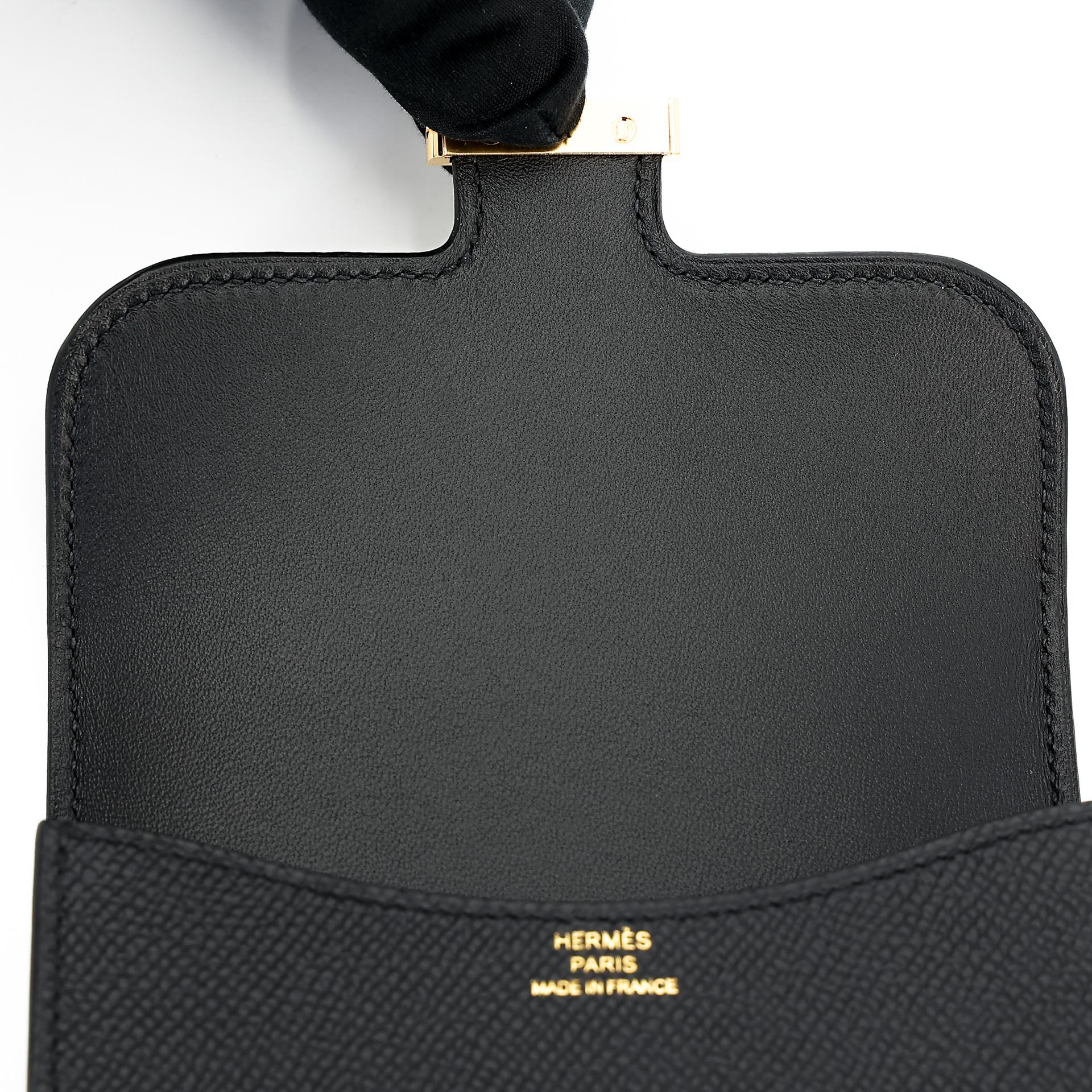 Unused ( Rank NS ) HERMÈS Constance Slim Wallet Black (89) Epsom Gold hardware B (2023) - 9