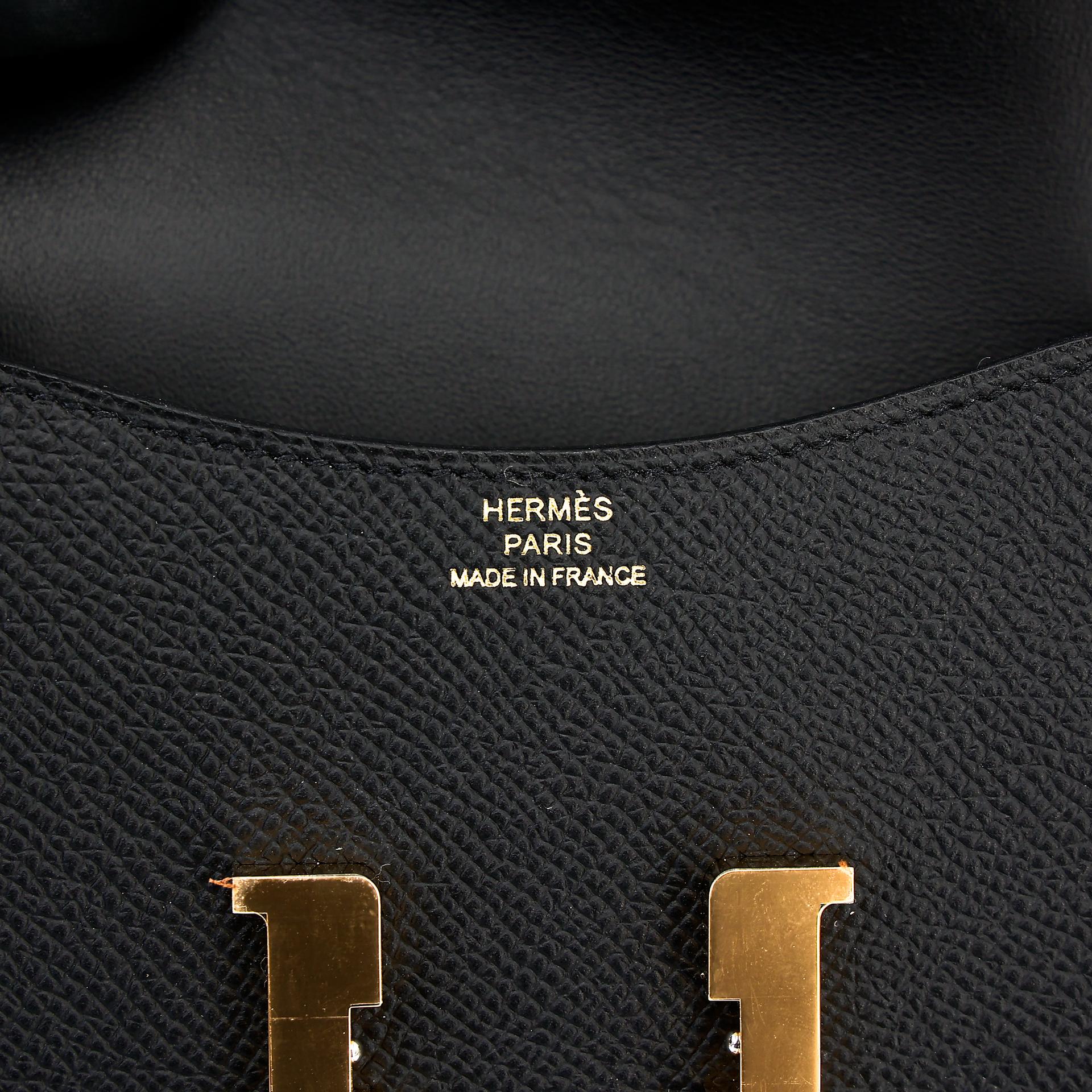 Unused ( Rank NS ) HERMÈS Constance Slim Wallet Black (89) Epsom Gold hardware B (2023) - 10