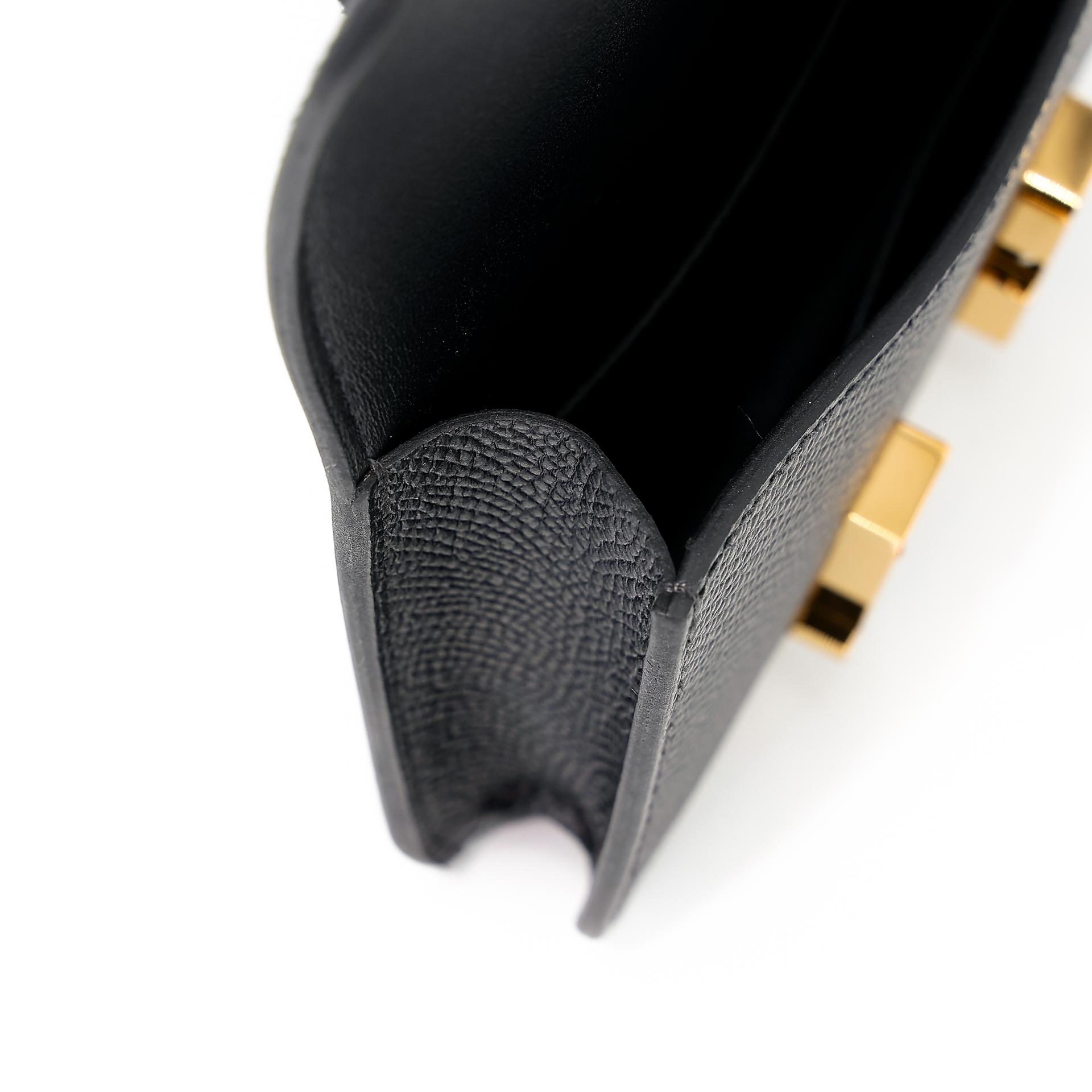 Unused ( Rank NS ) HERMÈS Constance Slim Wallet Black (89) Epsom Gold hardware B (2023) - 13