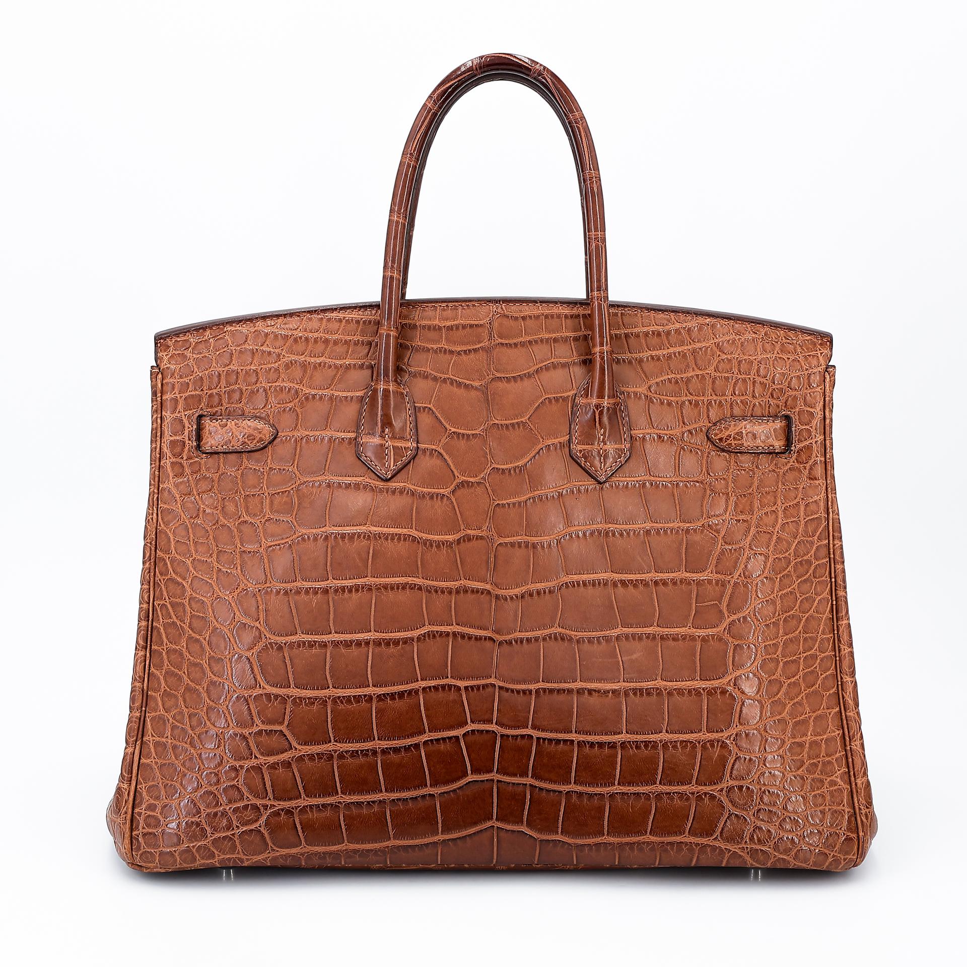 Very Good ( Rank A) HERMÈS Birkin 35 Marron d’Inde (4I) Alligator Palladium hardware Square P (2012) - 2