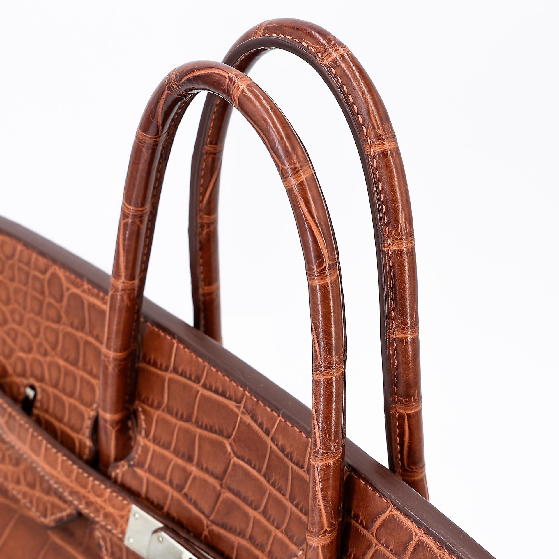Very Good ( Rank A) HERMÈS Birkin 35 Marron d’Inde (4I) Alligator Palladium hardware Square P (2012) - 3