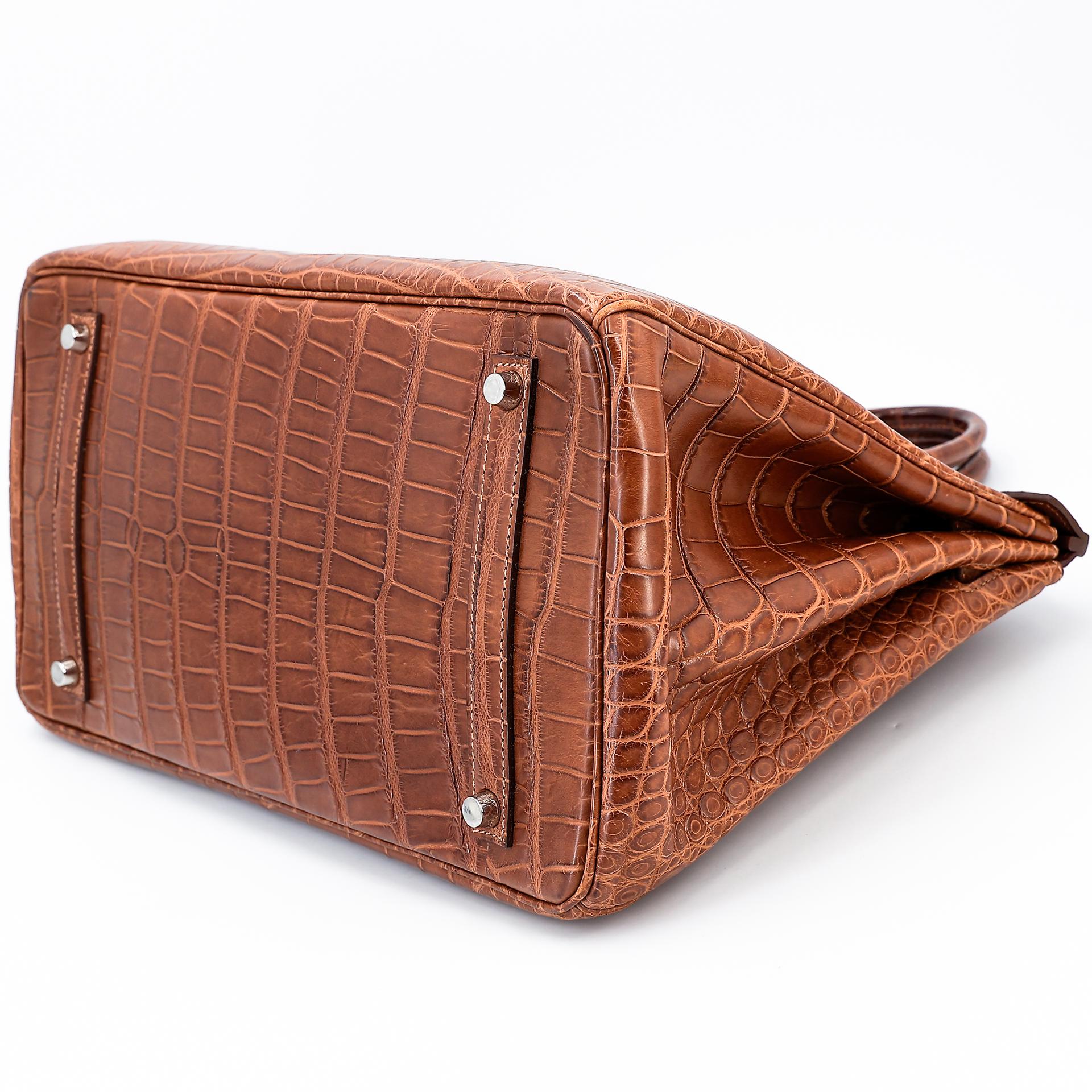 Very Good ( Rank A) HERMÈS Birkin 35 Marron d’Inde (4I) Alligator Palladium hardware Square P (2012) - 4
