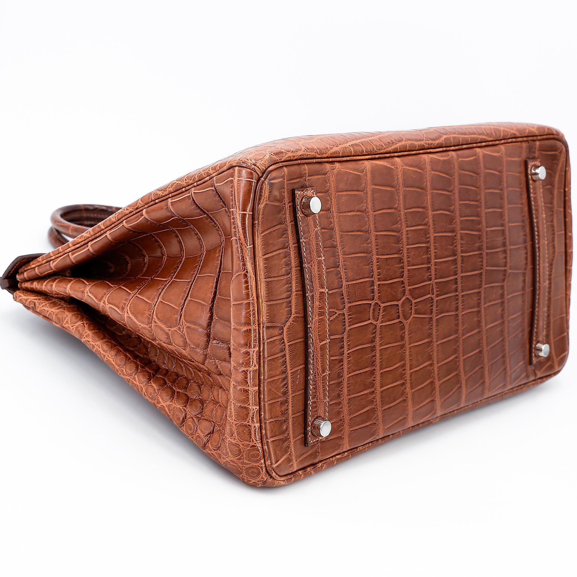 Very Good ( Rank A) HERMÈS Birkin 35 Marron d’Inde (4I) Alligator Palladium hardware Square P (2012) - 5