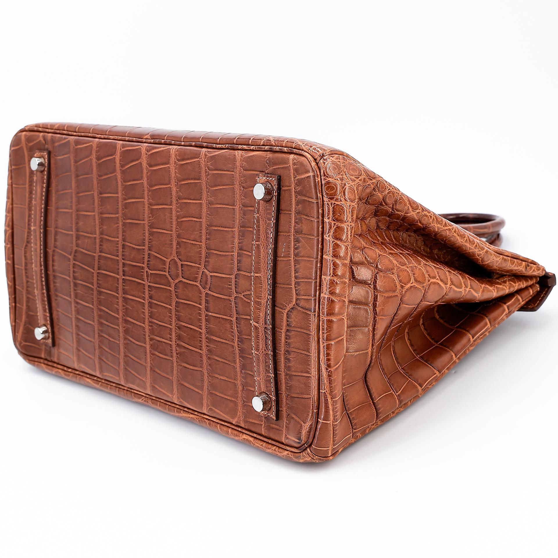 Very Good ( Rank A) HERMÈS Birkin 35 Marron d’Inde (4I) Alligator Palladium hardware Square P (2012) - 6