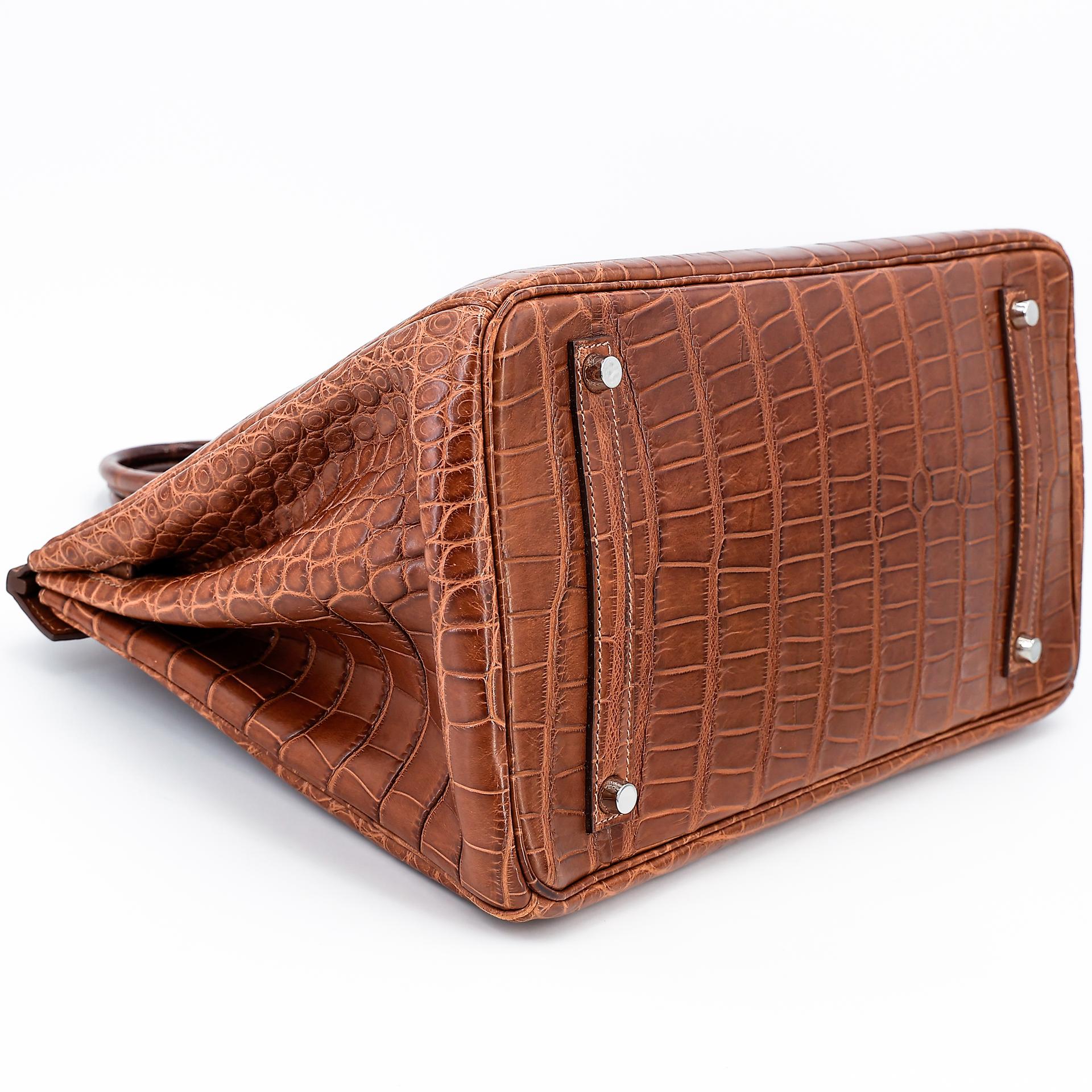 Very Good ( Rank A) HERMÈS Birkin 35 Marron d’Inde (4I) Alligator Palladium hardware Square P (2012) - 7