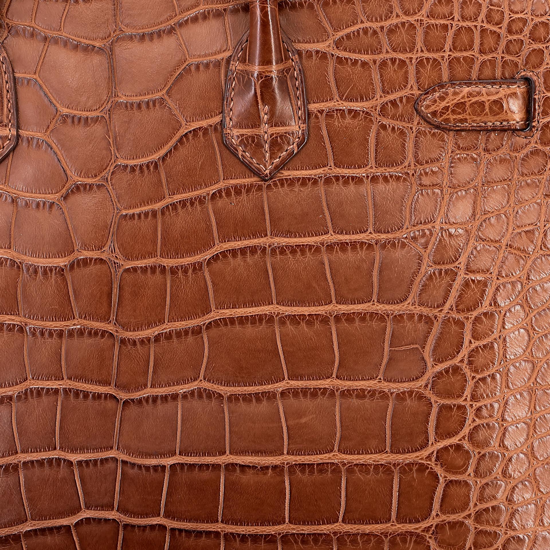 Very Good ( Rank A) HERMÈS Birkin 35 Marron d’Inde (4I) Alligator Palladium hardware Square P (2012) - 10