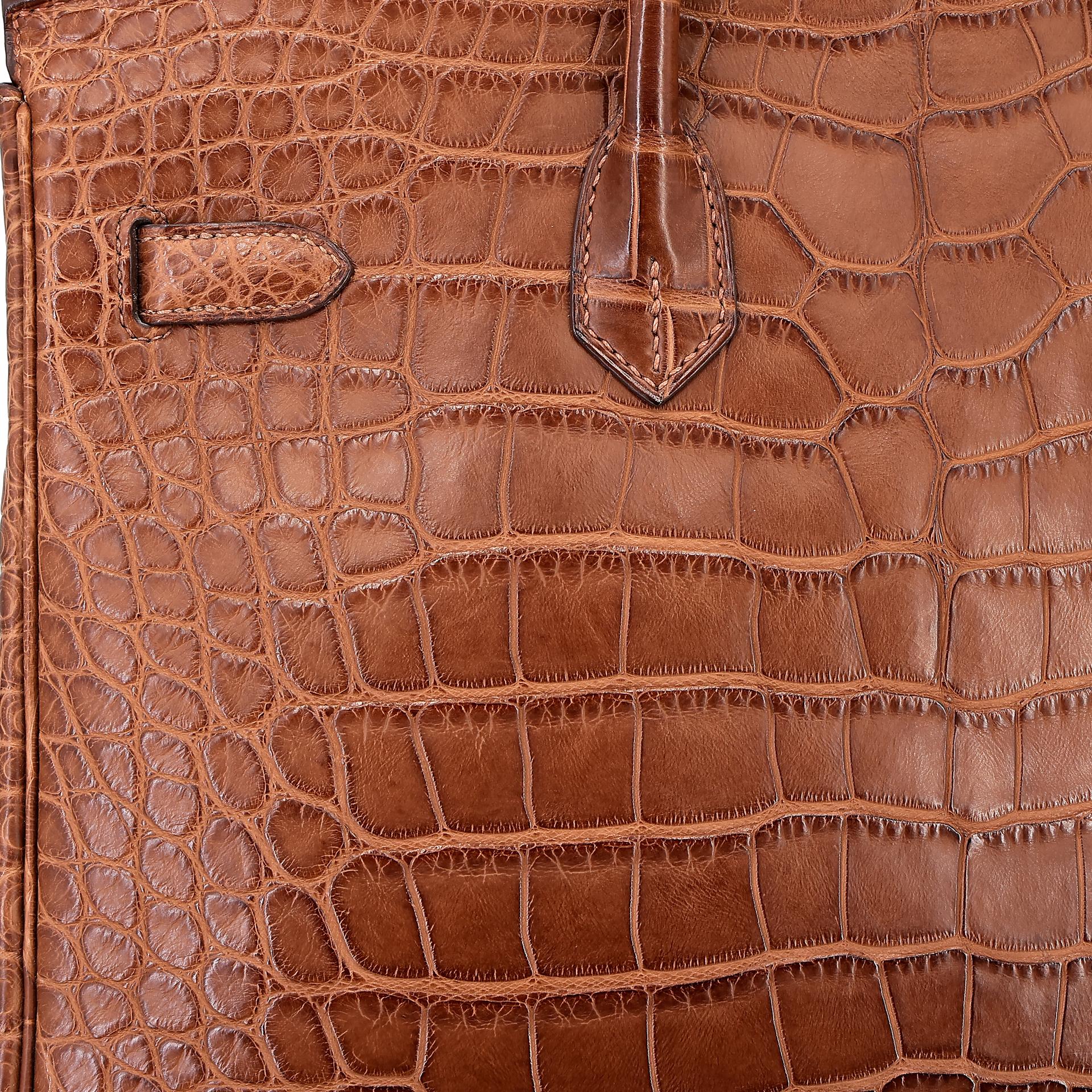Very Good ( Rank A) HERMÈS Birkin 35 Marron d’Inde (4I) Alligator Palladium hardware Square P (2012) - 11