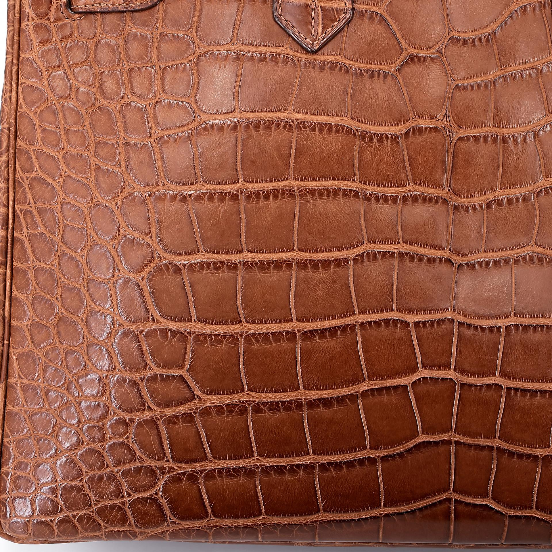 Very Good ( Rank A) HERMÈS Birkin 35 Marron d’Inde (4I) Alligator Palladium hardware Square P (2012) - 14