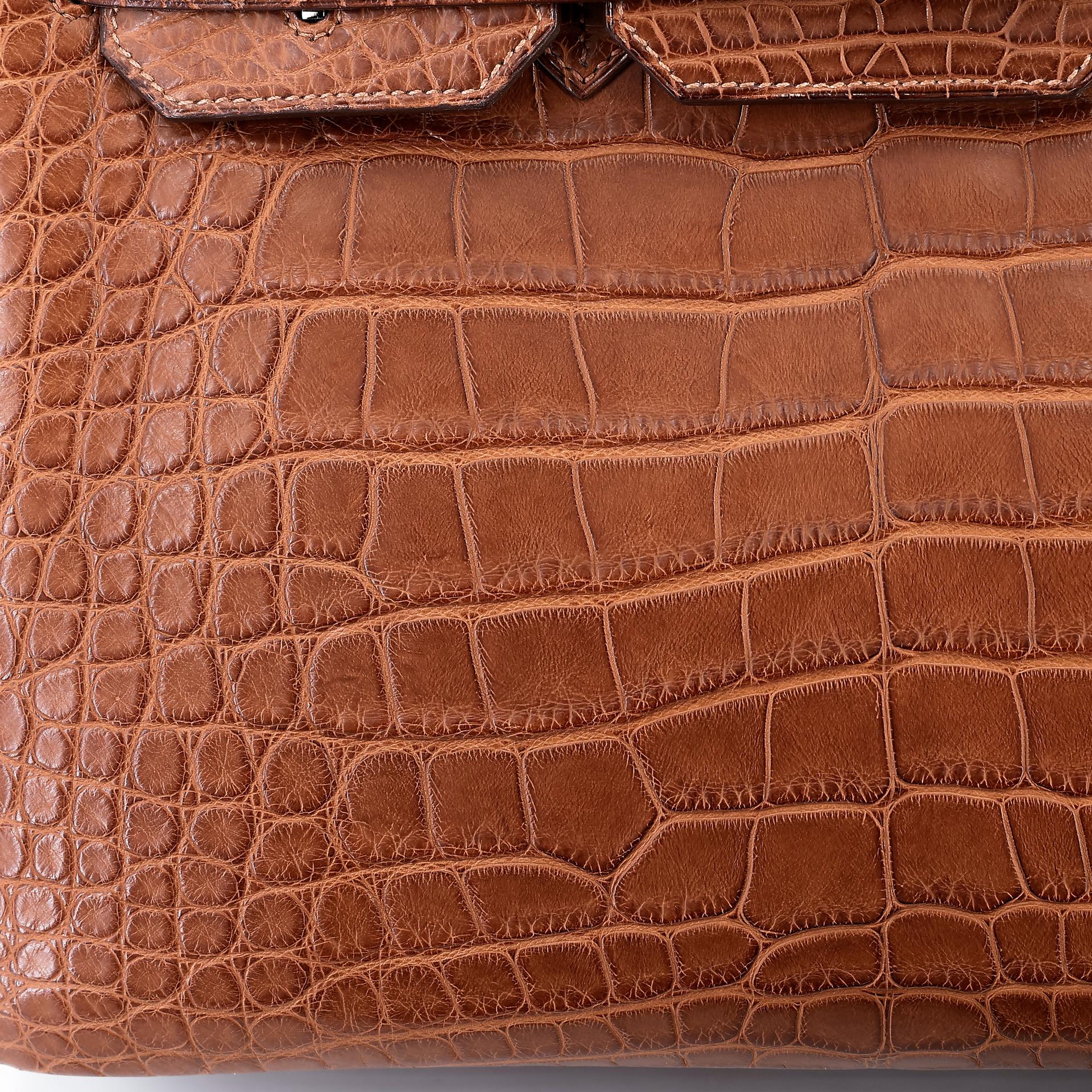 Very Good ( Rank A) HERMÈS Birkin 35 Marron d’Inde (4I) Alligator Palladium hardware Square P (2012) - 15