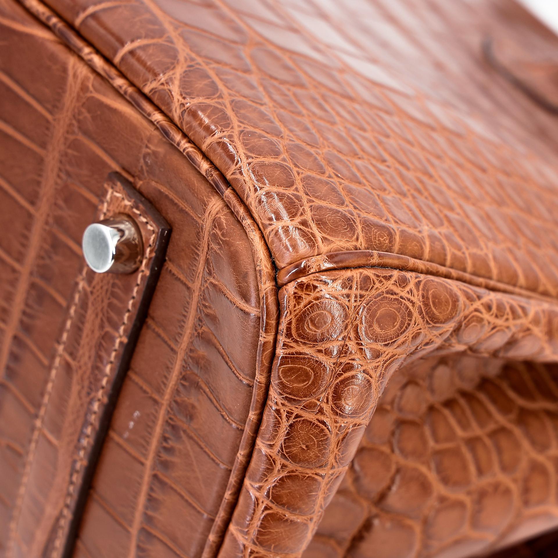 Very Good ( Rank A) HERMÈS Birkin 35 Marron d’Inde (4I) Alligator Palladium hardware Square P (2012) - 18