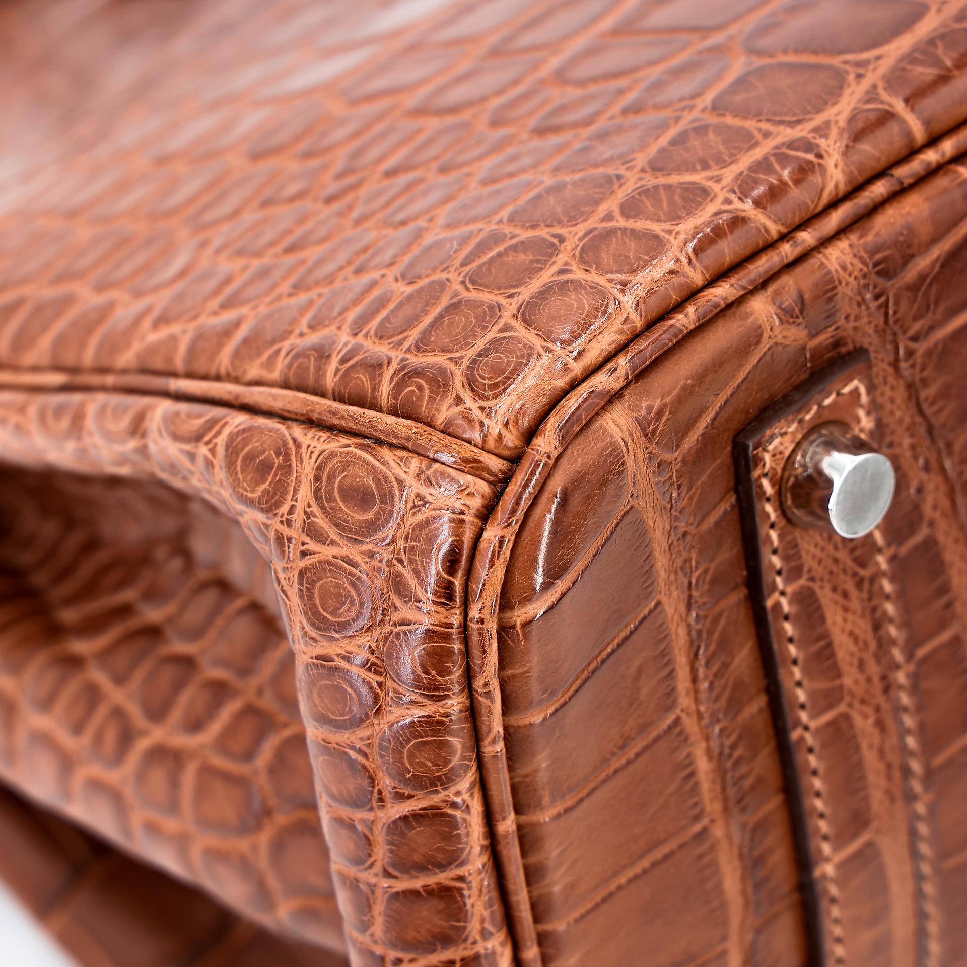 Very Good ( Rank A) HERMÈS Birkin 35 Marron d’Inde (4I) Alligator Palladium hardware Square P (2012) - 19