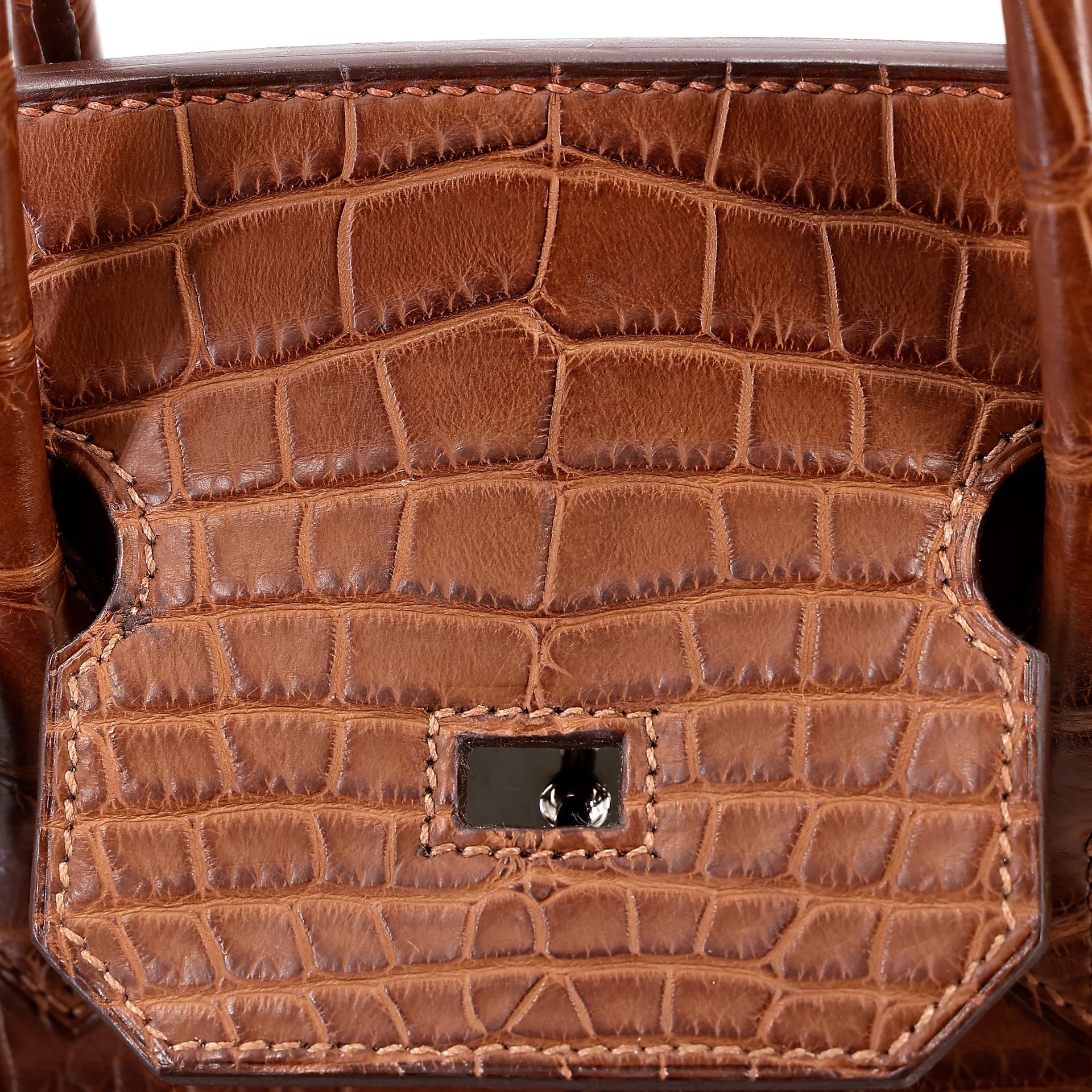 Very Good ( Rank A) HERMÈS Birkin 35 Marron d’Inde (4I) Alligator Palladium hardware Square P (2012) - 25
